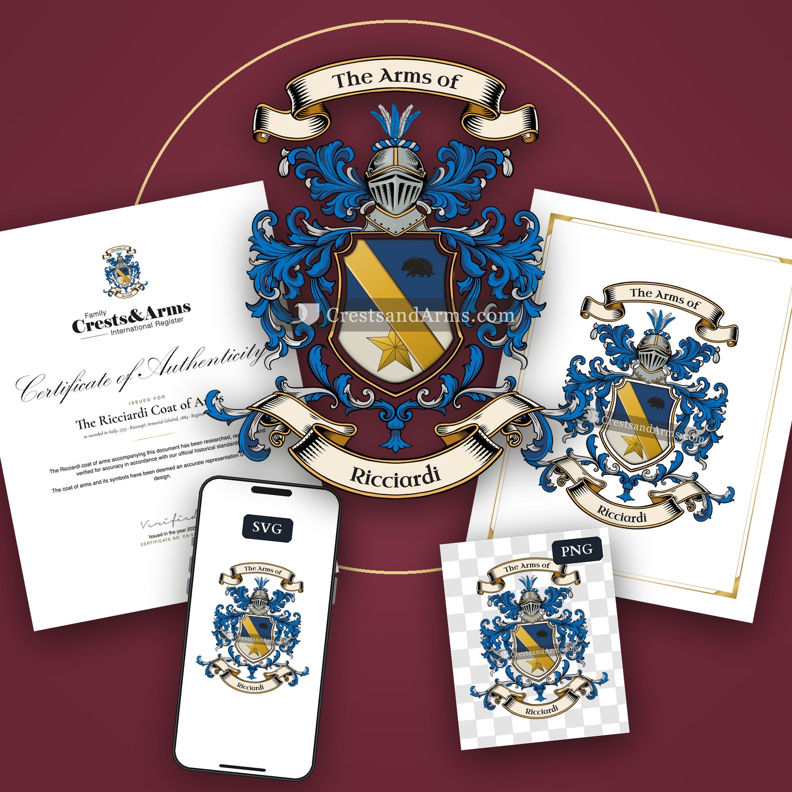 The Ricciardi arms on the coat of arms — digital pack