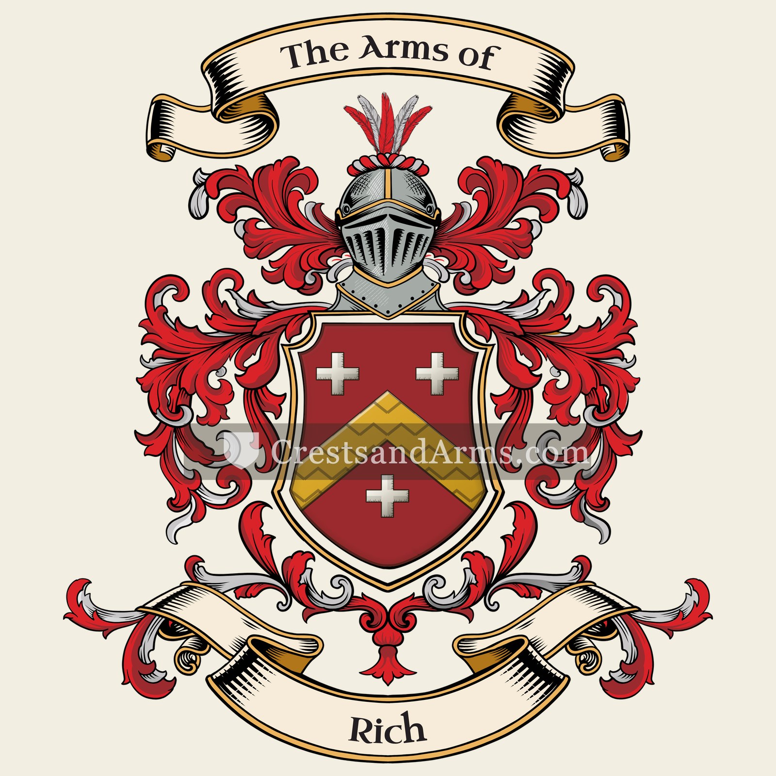The Rich coat of arms, drawn from the recorded blazon