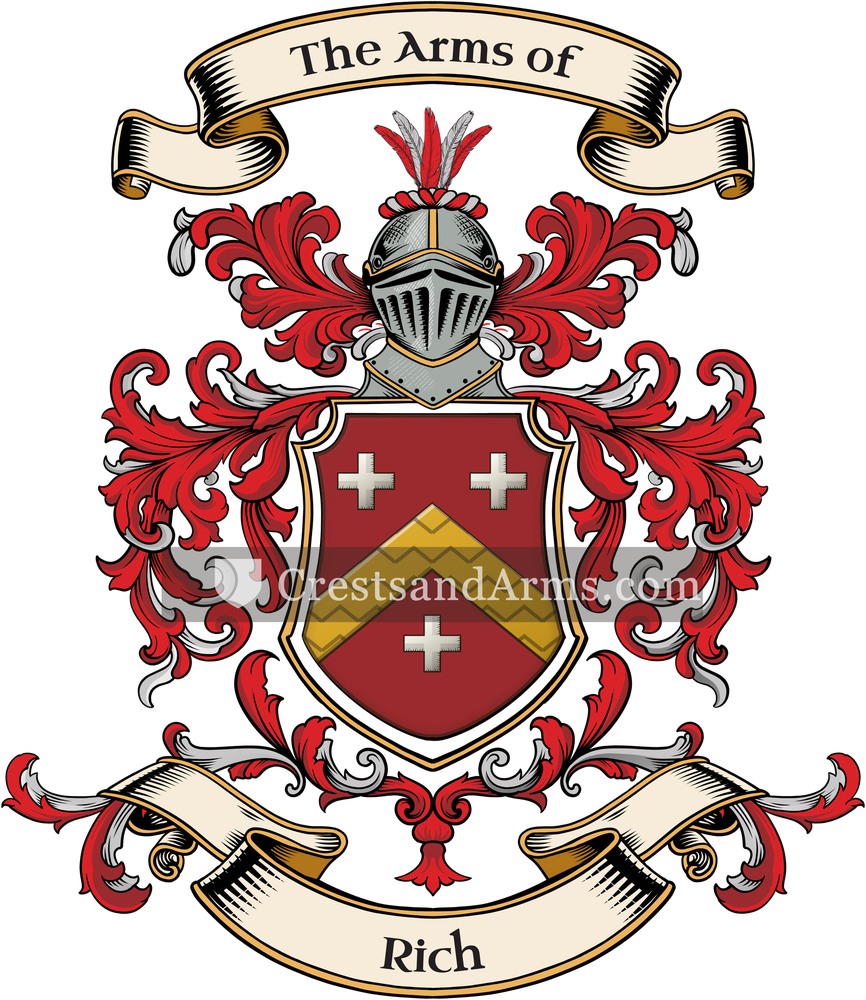 The Rich coat of arms, drawn from the recorded blazon