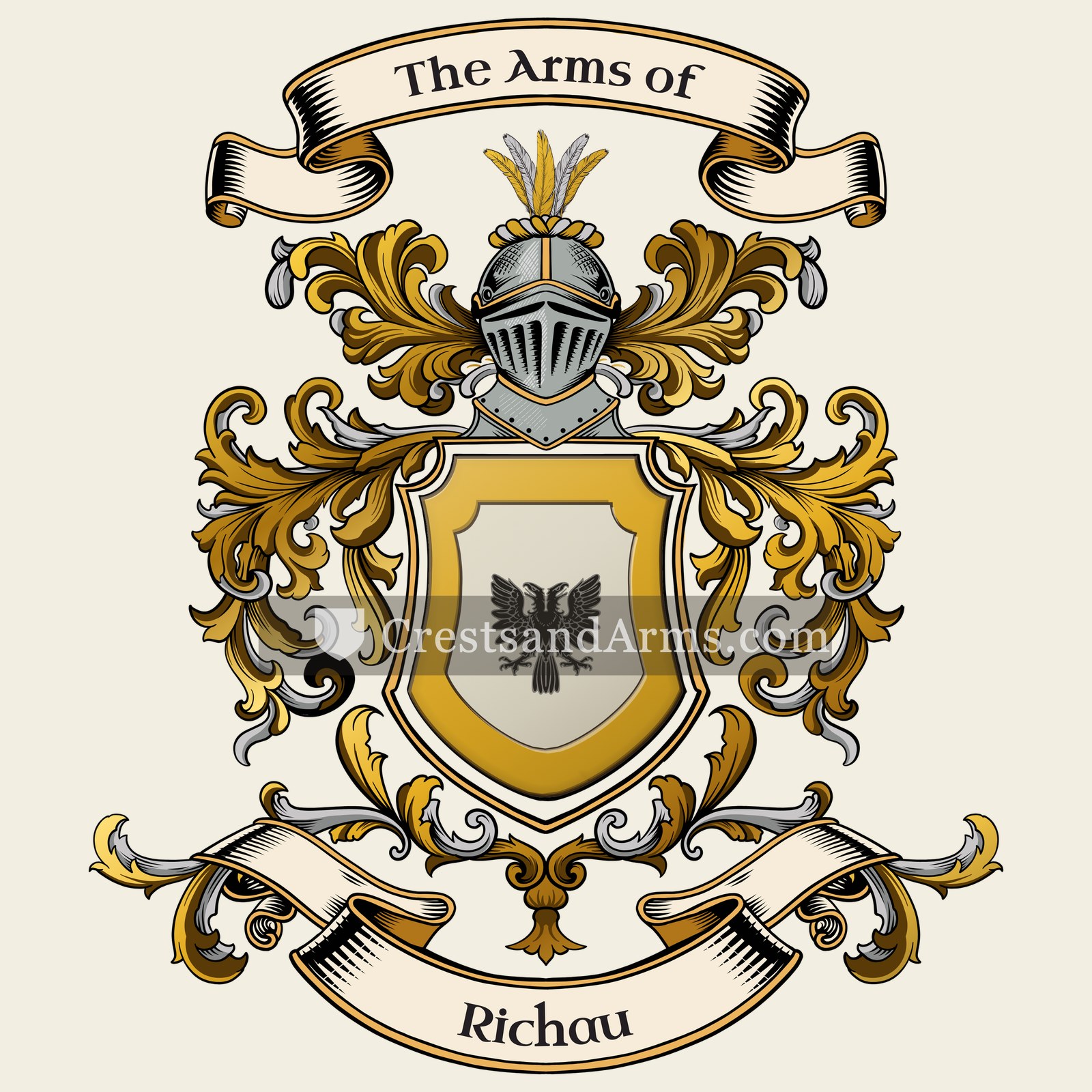 The Richau coat of arms, drawn from the recorded blazon