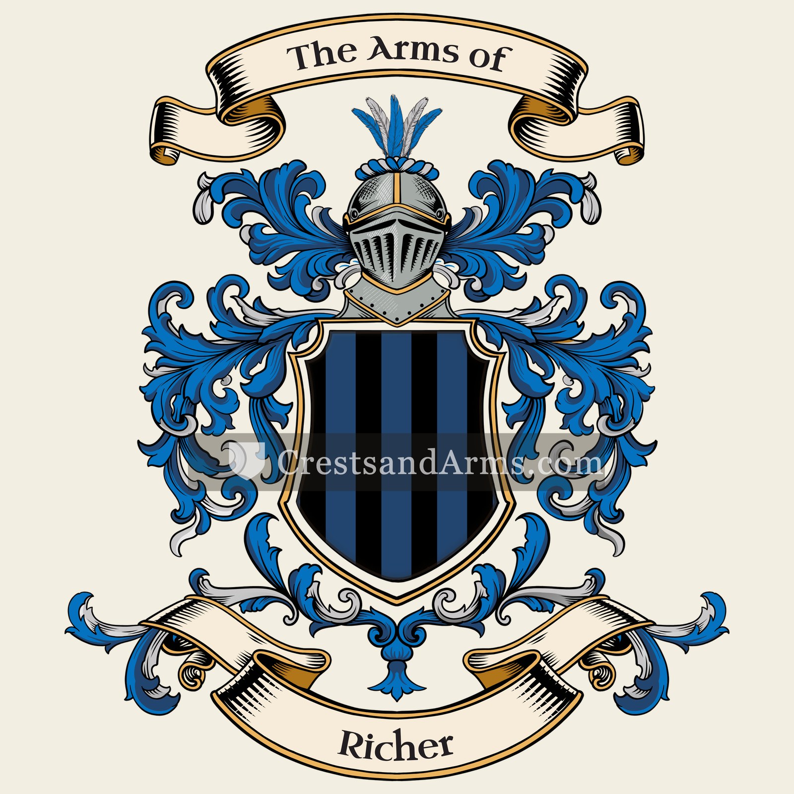 The Richer coat of arms, drawn from the recorded blazon