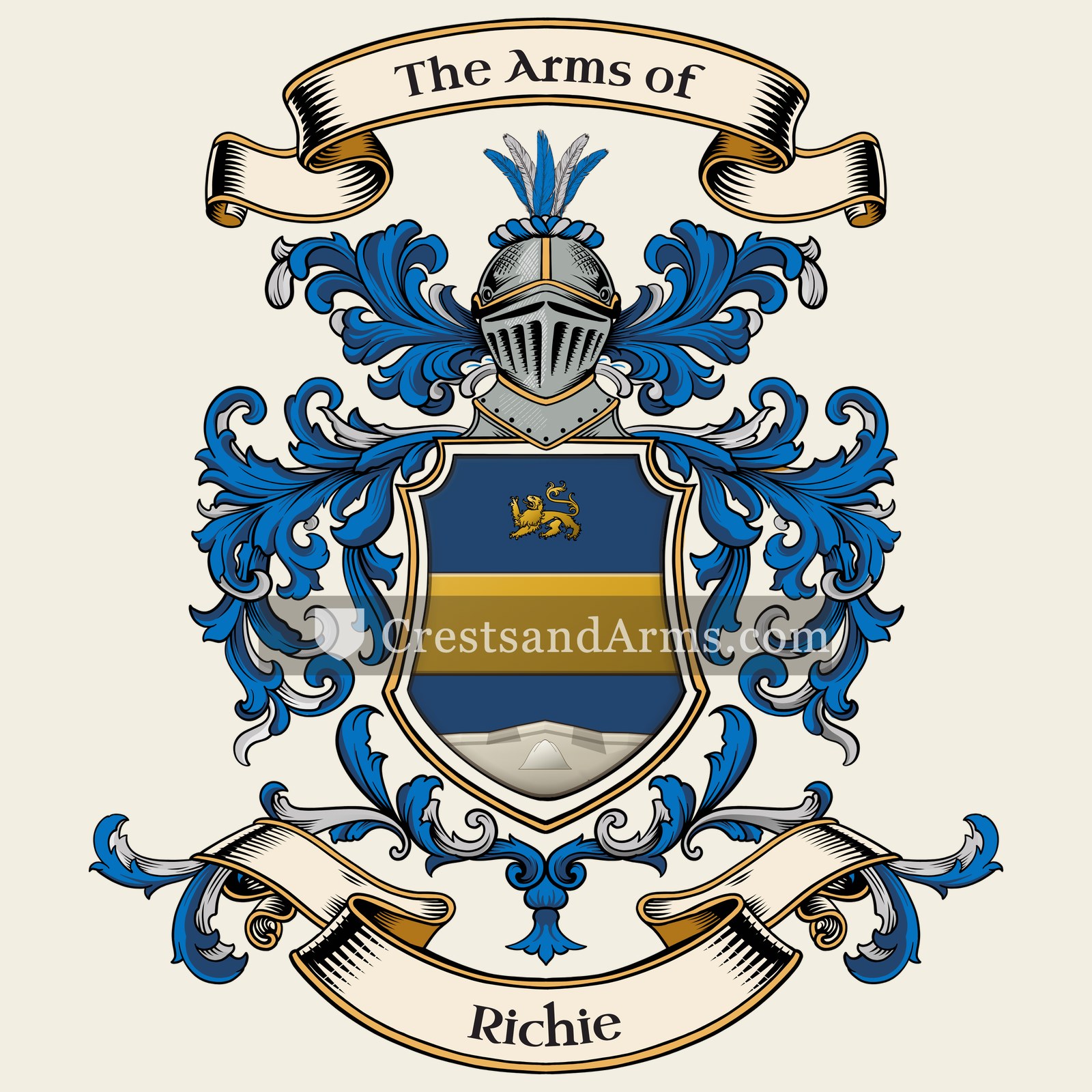 The Richie coat of arms, drawn from the recorded blazon