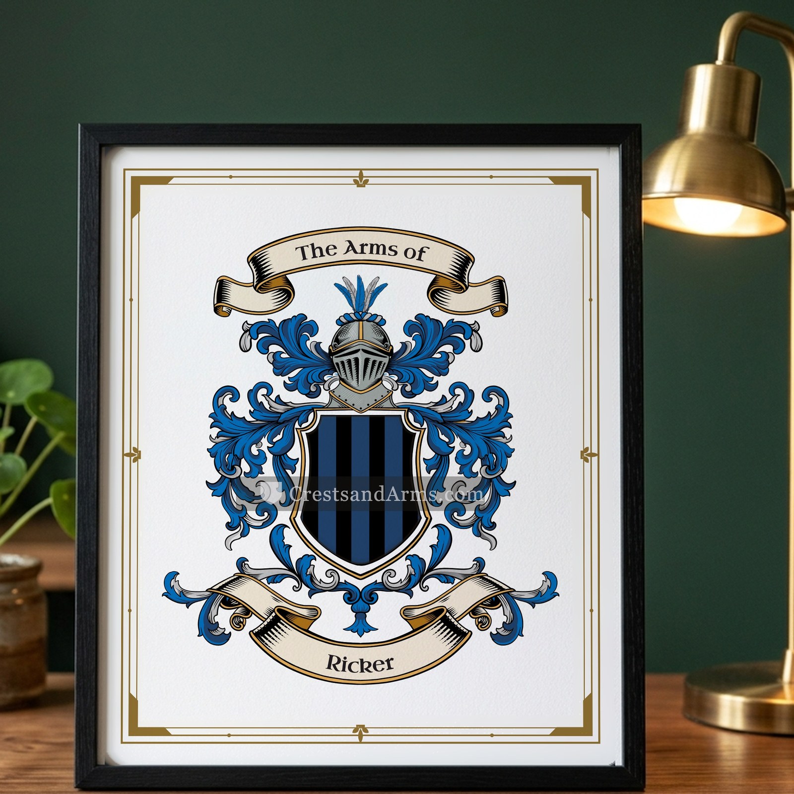 The Ricker arms on the framed, black wood