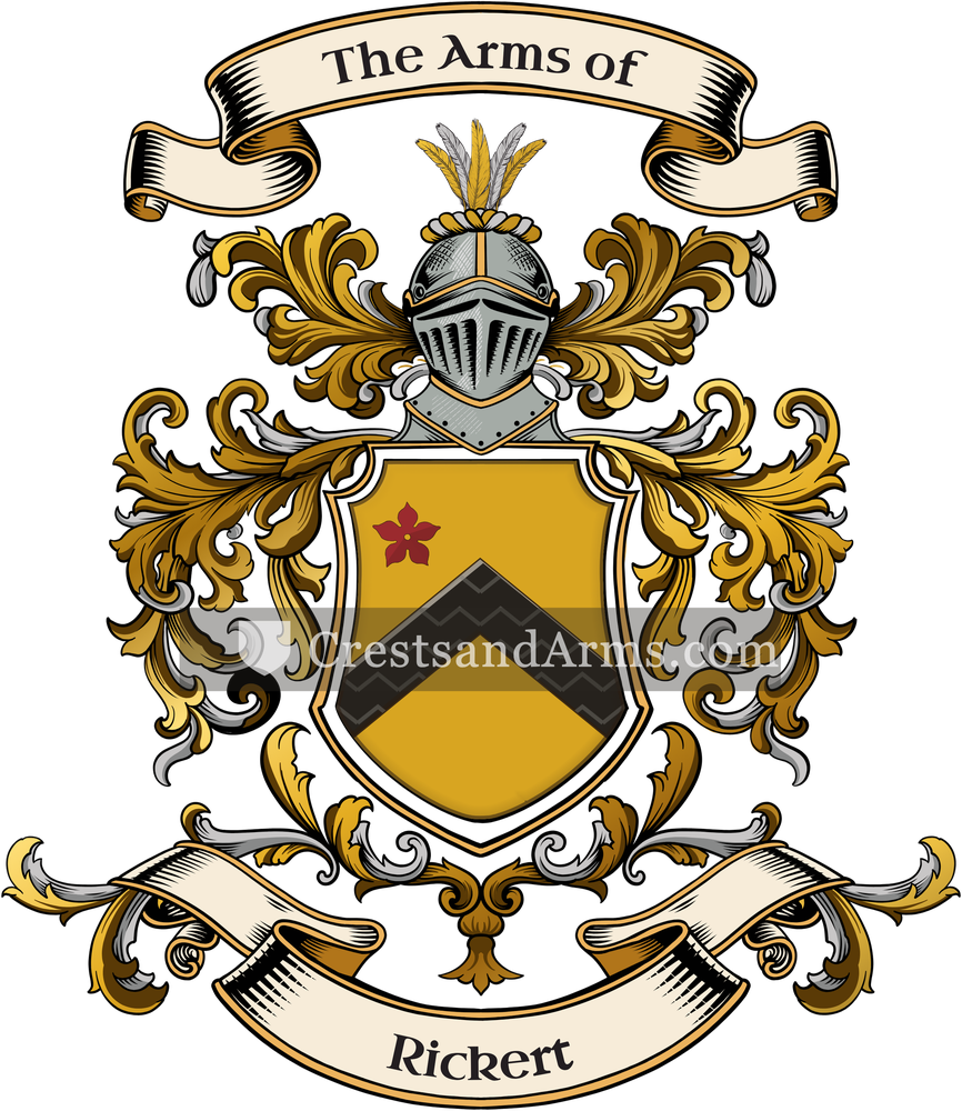 The Rickert coat of arms, drawn from the recorded blazon