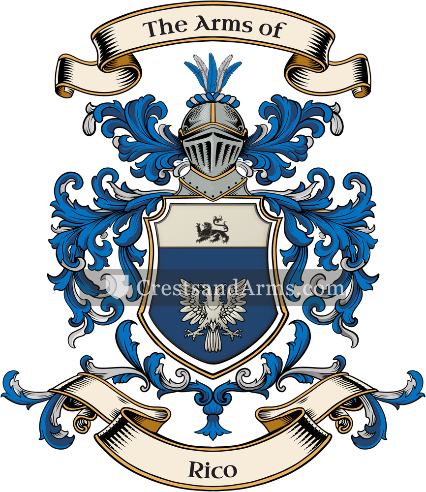 The Rico coat of arms, drawn from the recorded blazon