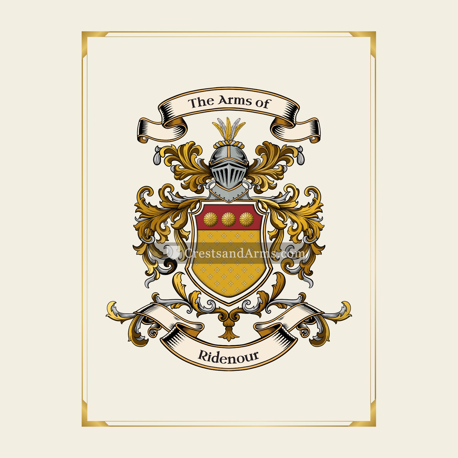 With gold border