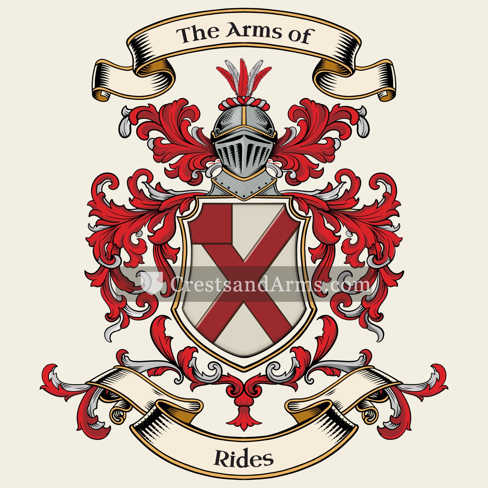 The Rides coat of arms, drawn from the recorded blazon