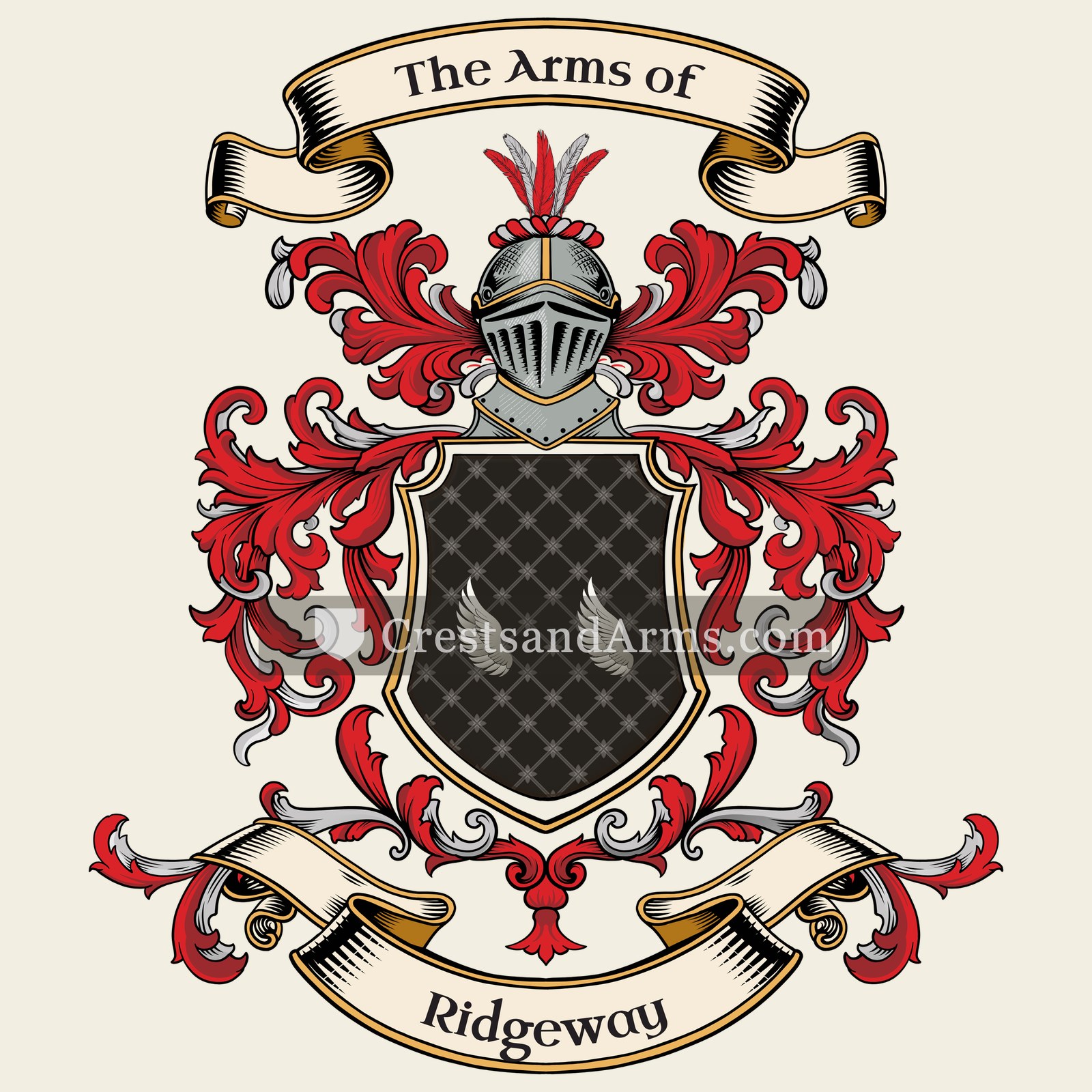 The Ridgeway coat of arms, drawn from the recorded blazon