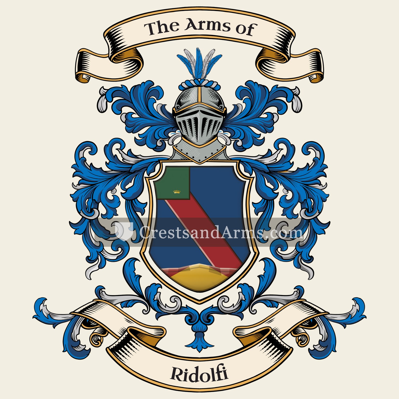The Ridolfi coat of arms, drawn from the recorded blazon