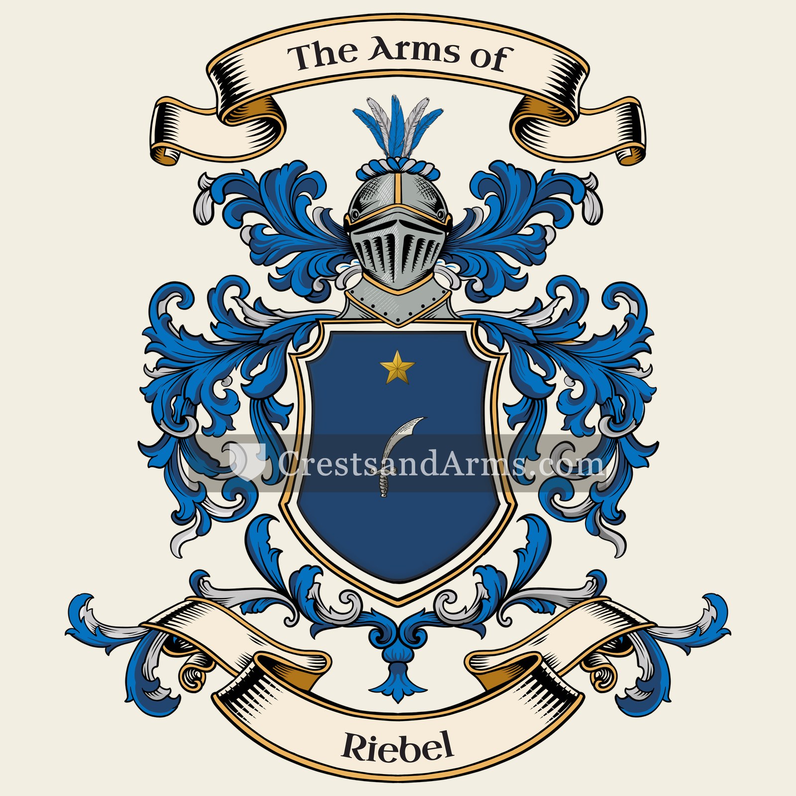The Riebel coat of arms, drawn from the recorded blazon