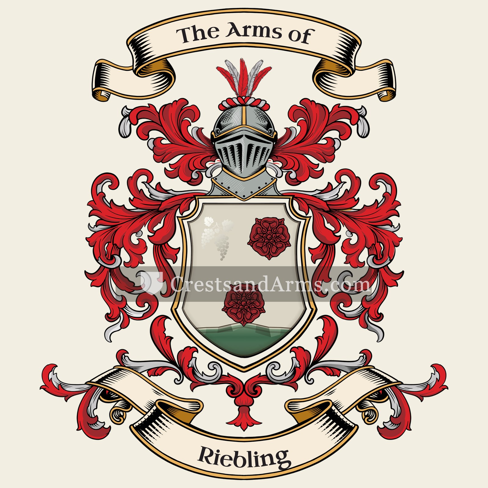 The Riebling coat of arms, drawn from the recorded blazon