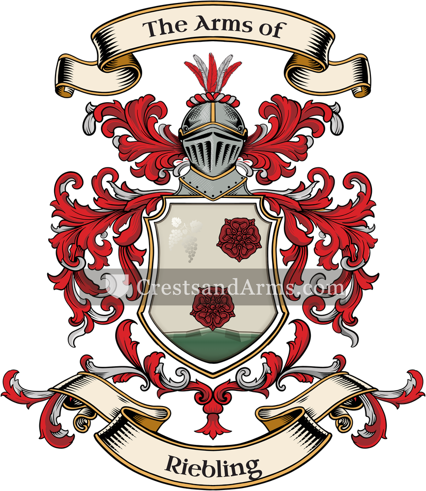The Riebling coat of arms, drawn from the recorded blazon