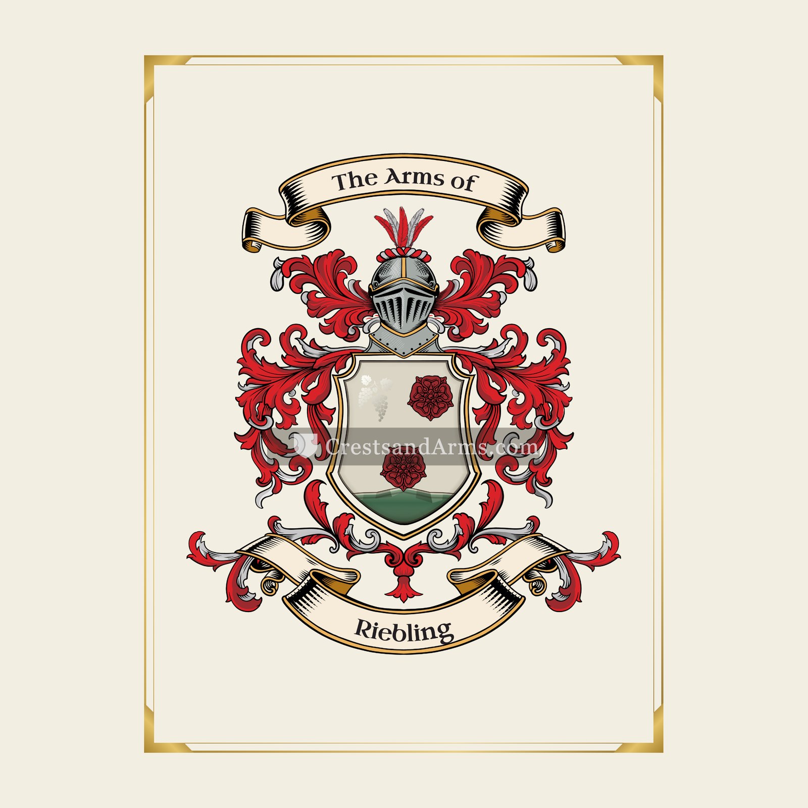 With gold border
