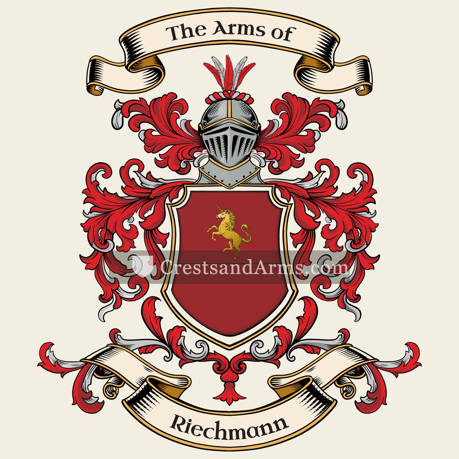 The Riechmann coat of arms, drawn from the recorded blazon