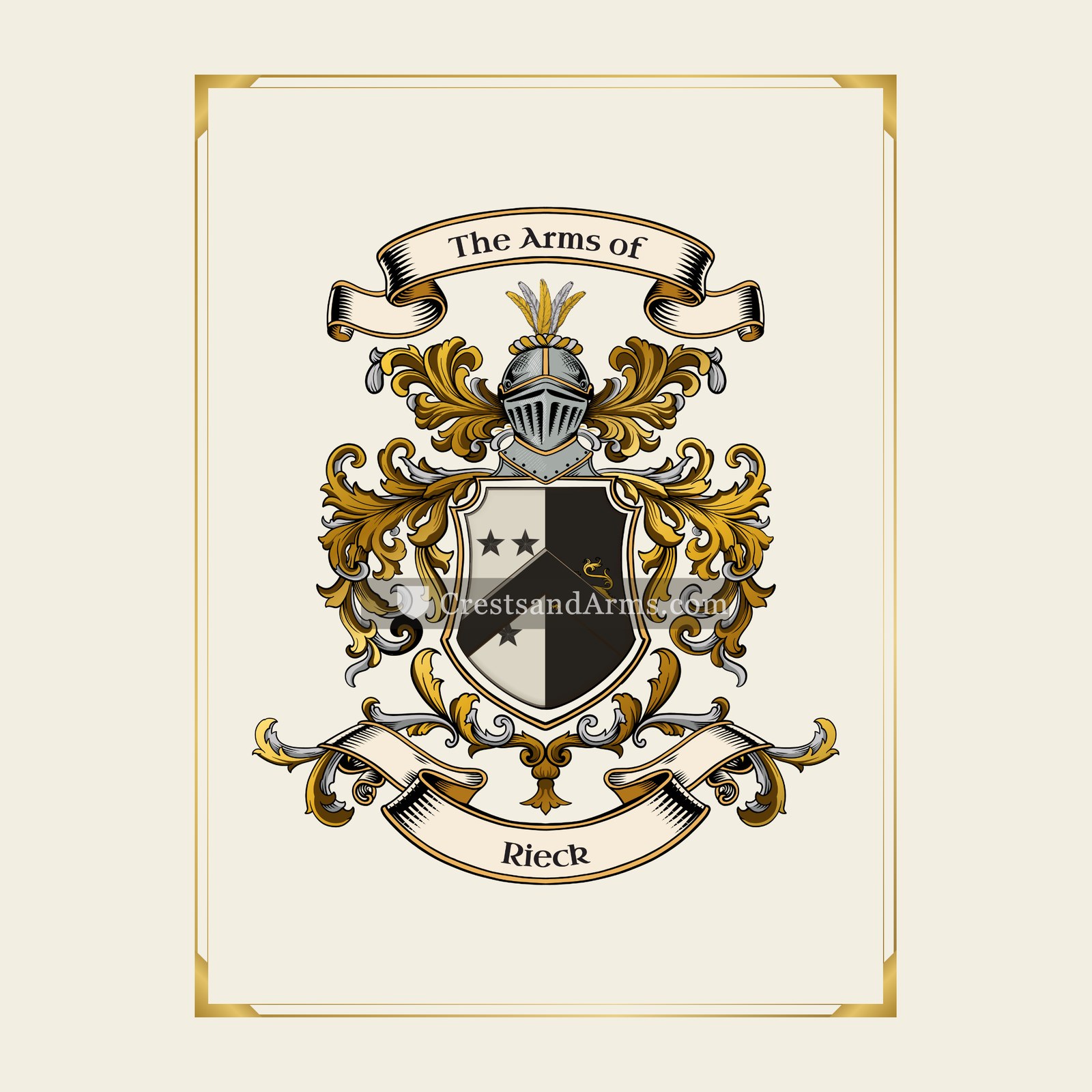 With gold border