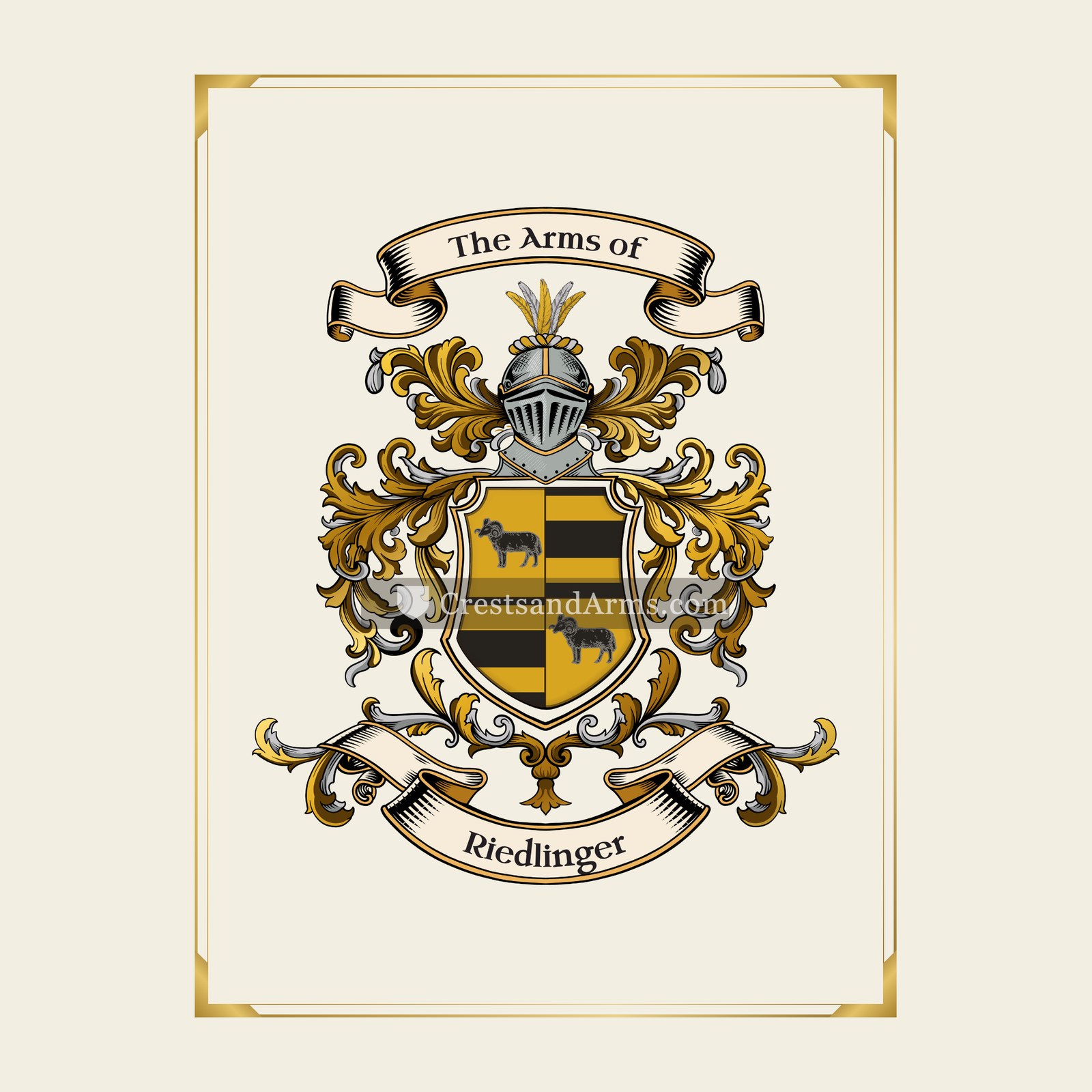 With gold border