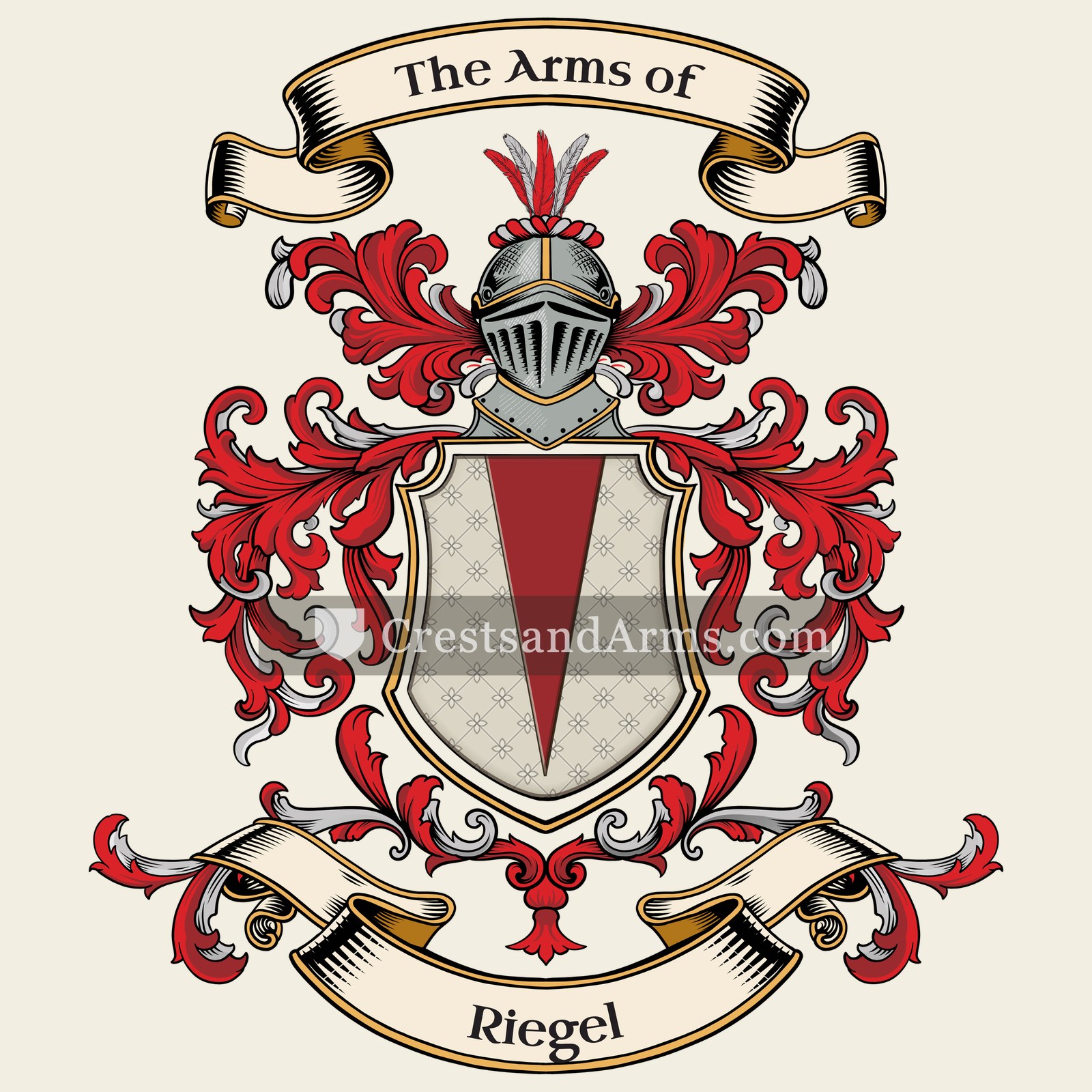 The Riegel coat of arms, drawn from the recorded blazon