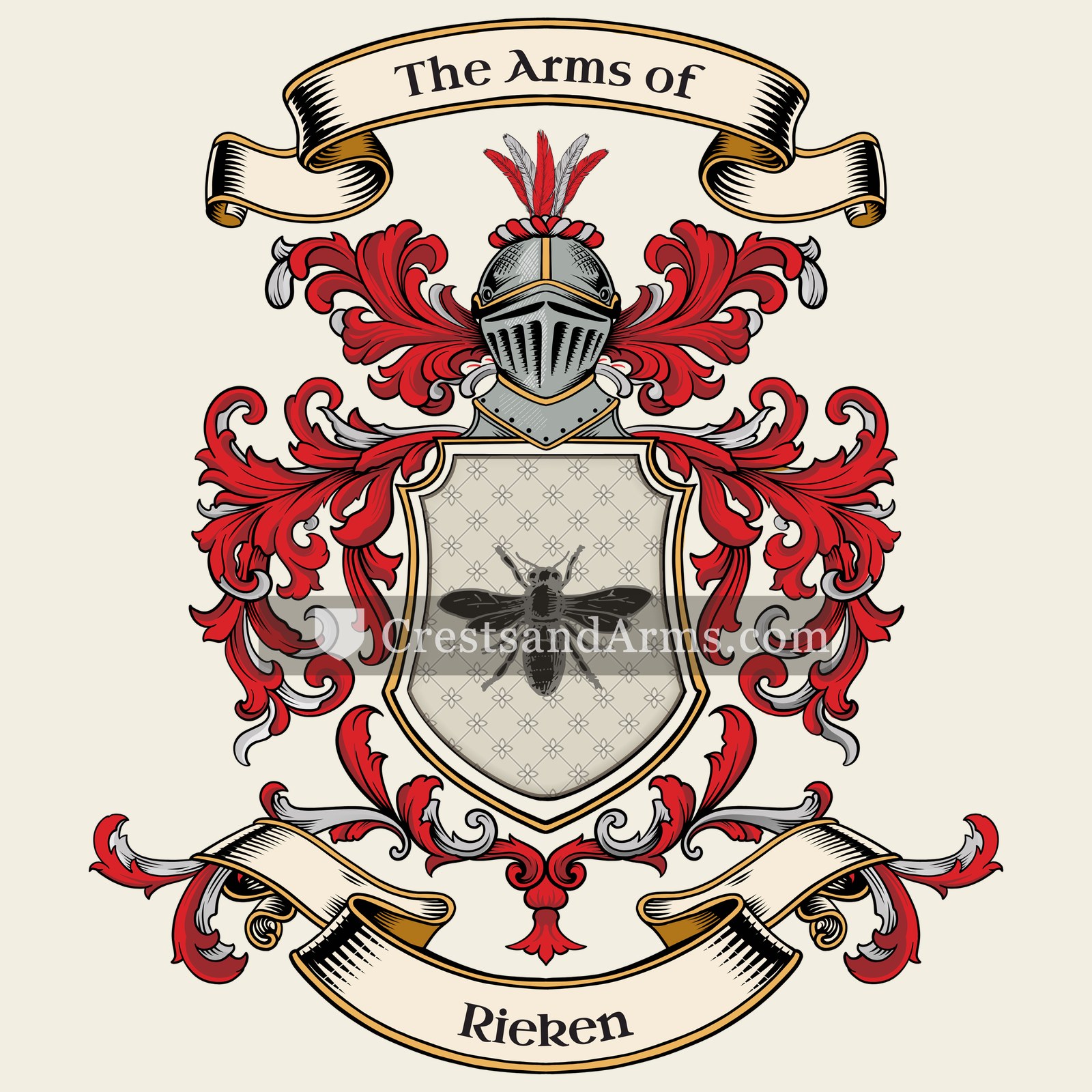 The Rieken coat of arms, drawn from the recorded blazon