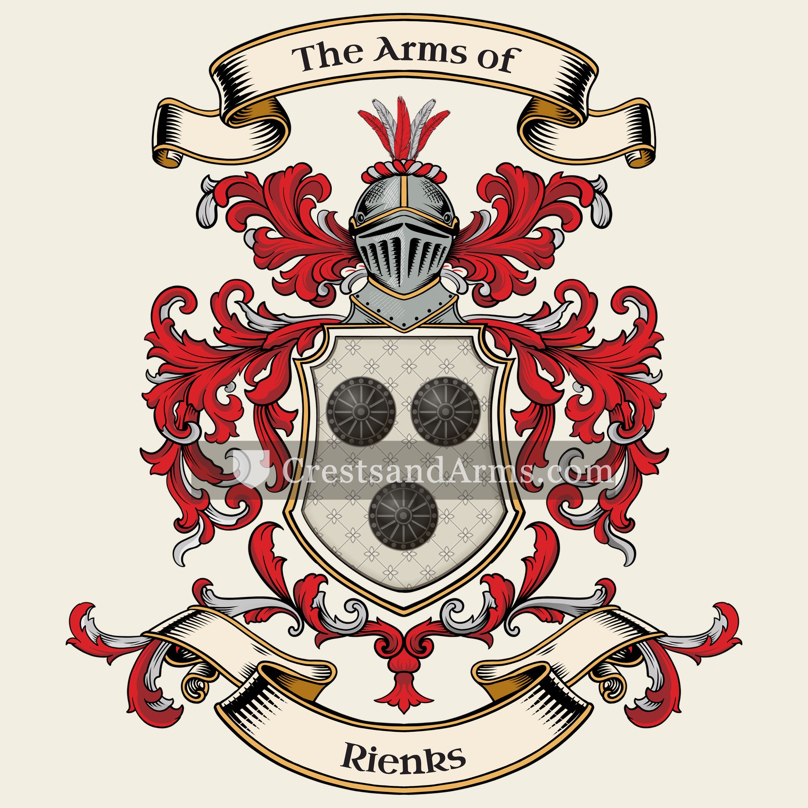 The Rienks coat of arms, drawn from the recorded blazon