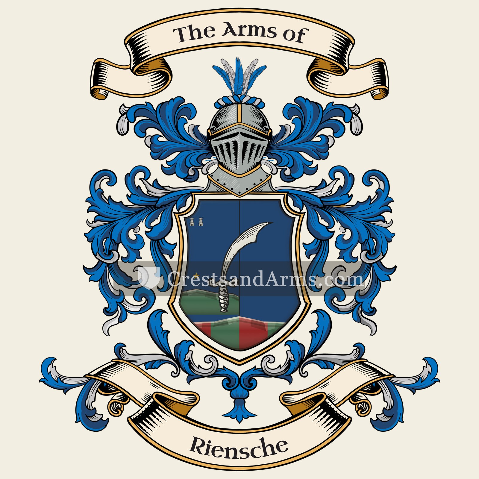 The Riensche coat of arms, drawn from the recorded blazon