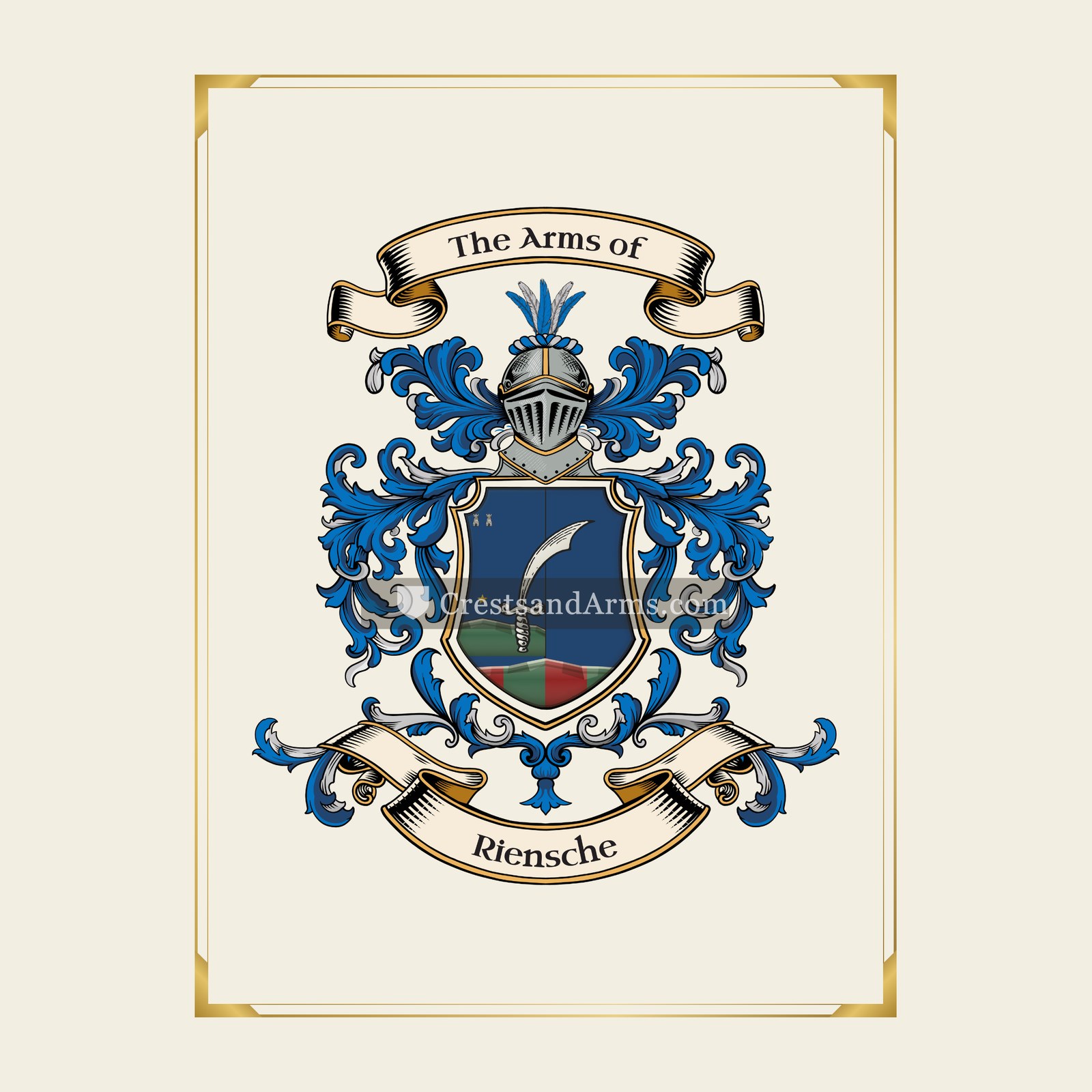 With gold border