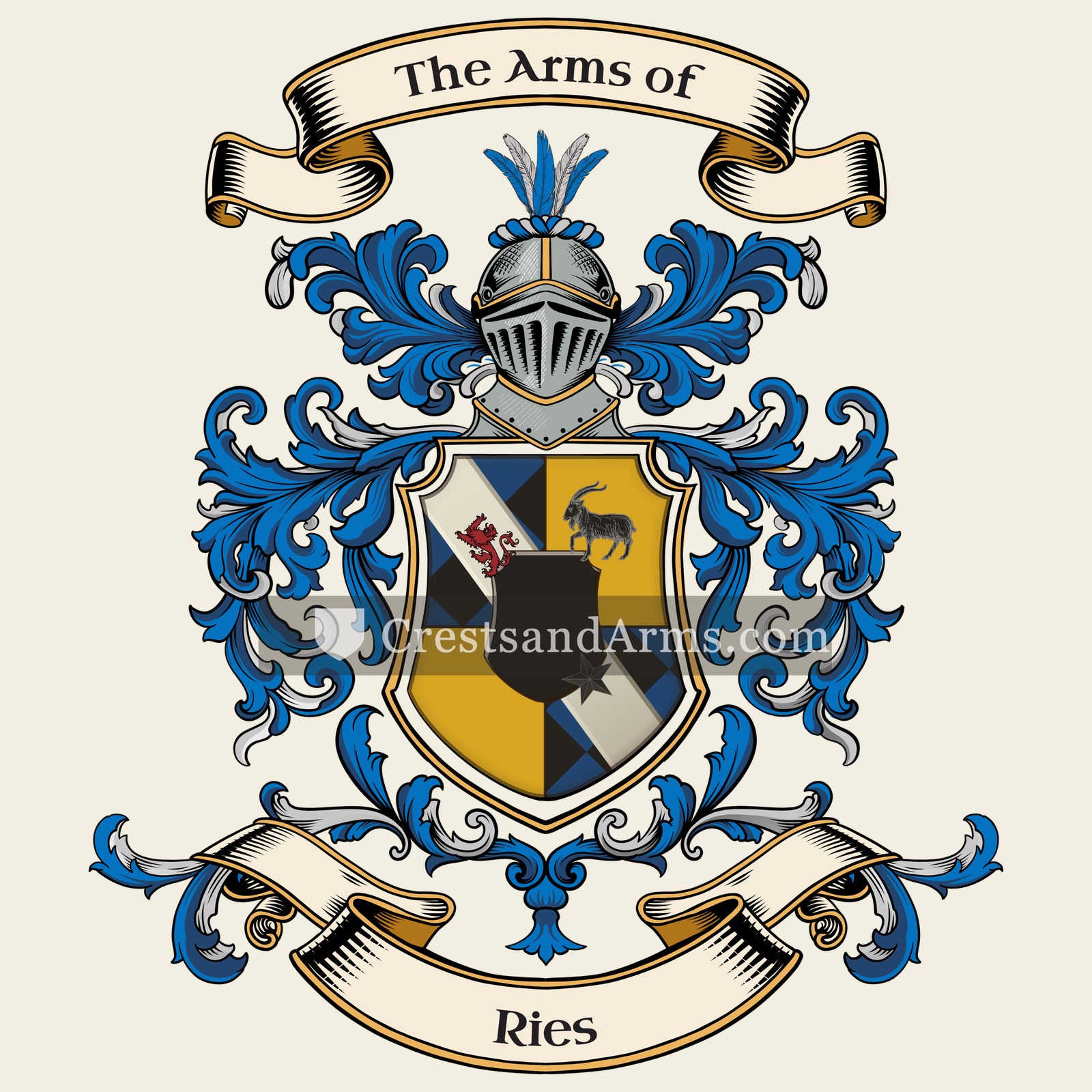 The Ries coat of arms, drawn from the recorded blazon