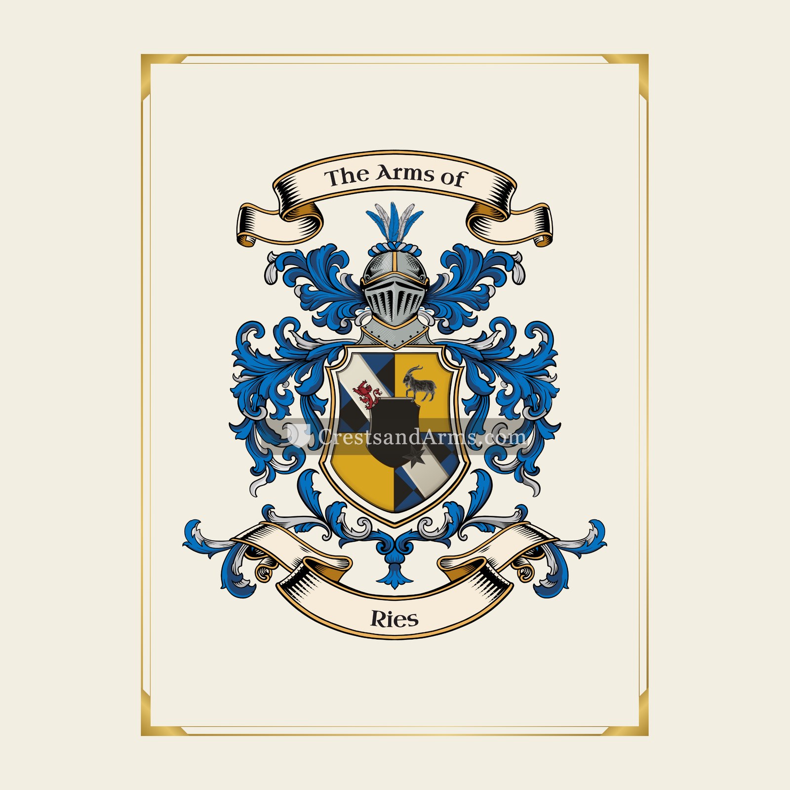 With gold border