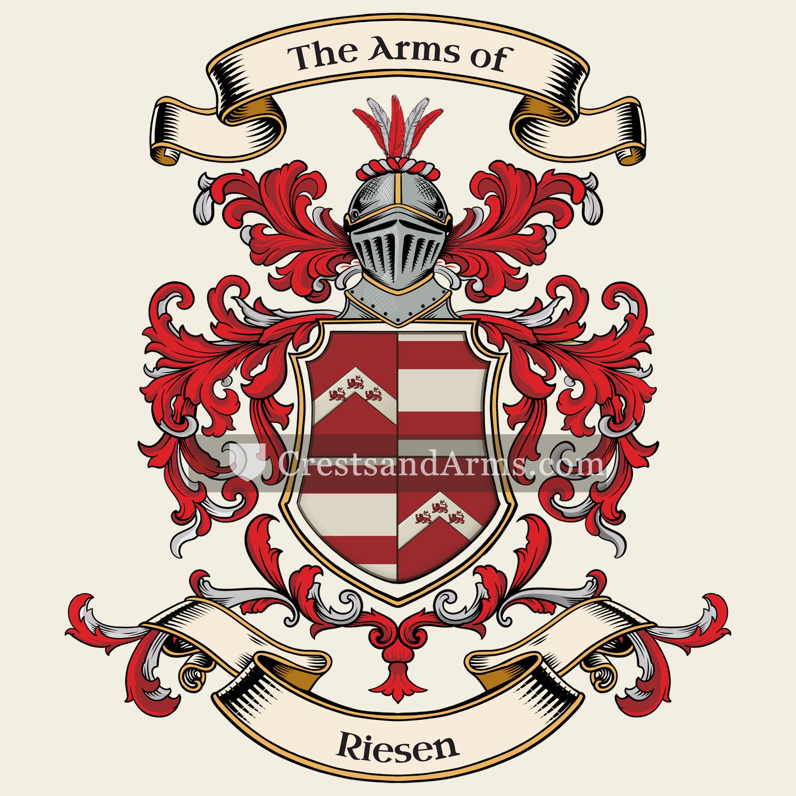 The Riesen coat of arms, drawn from the recorded blazon