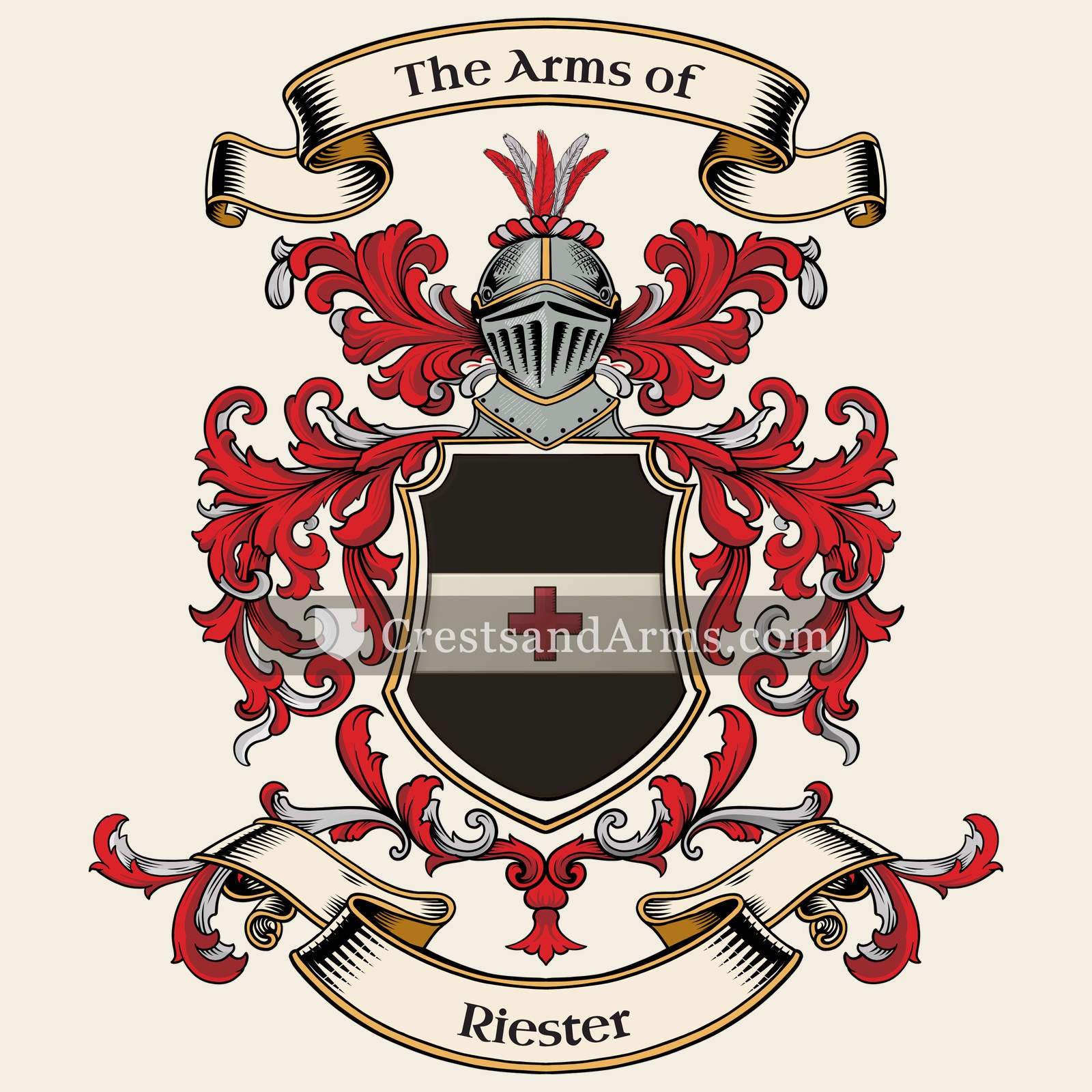 The Riester coat of arms, drawn from the recorded blazon