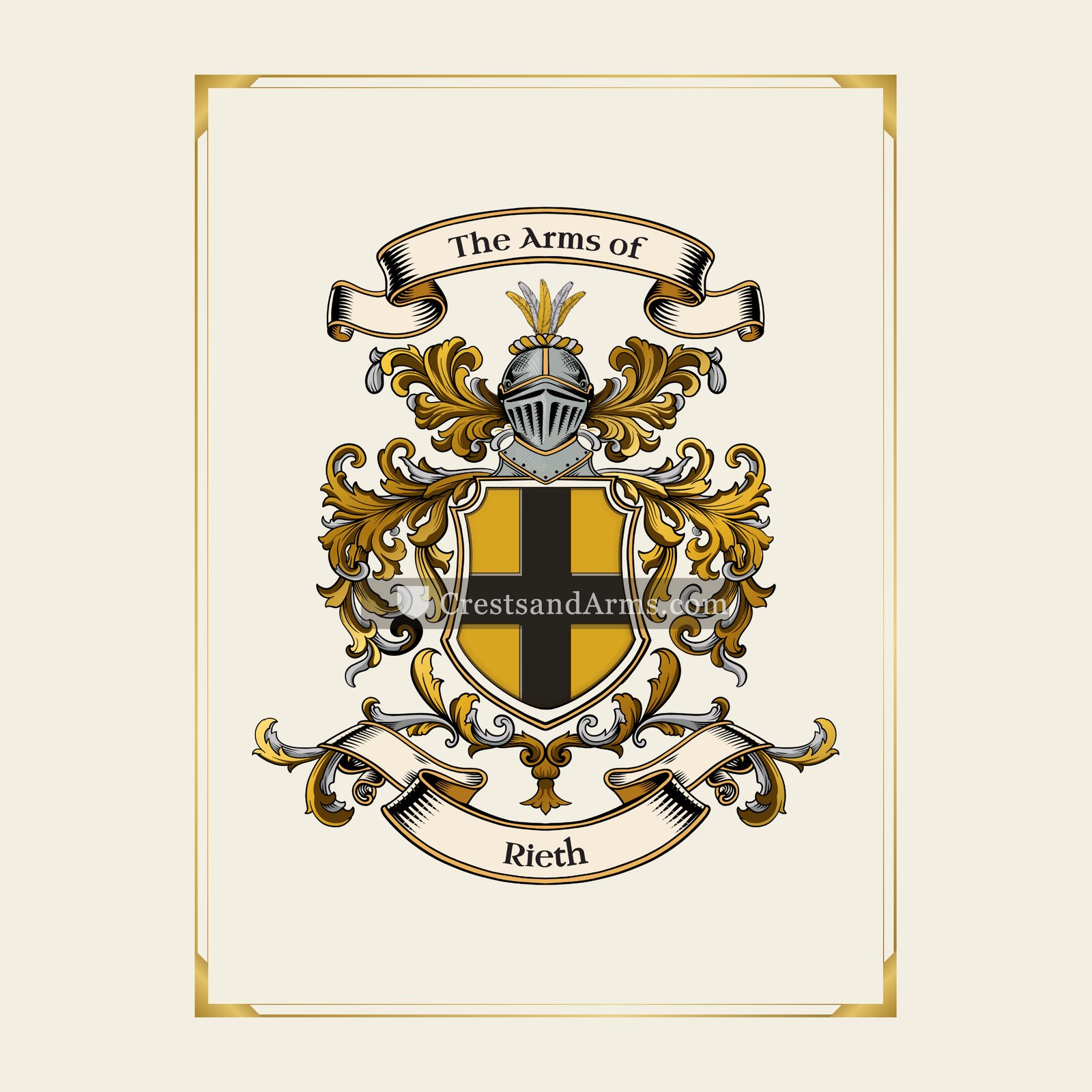 With gold border
