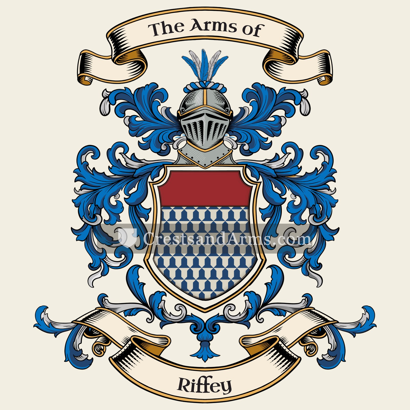 The Riffey coat of arms, drawn from the recorded blazon