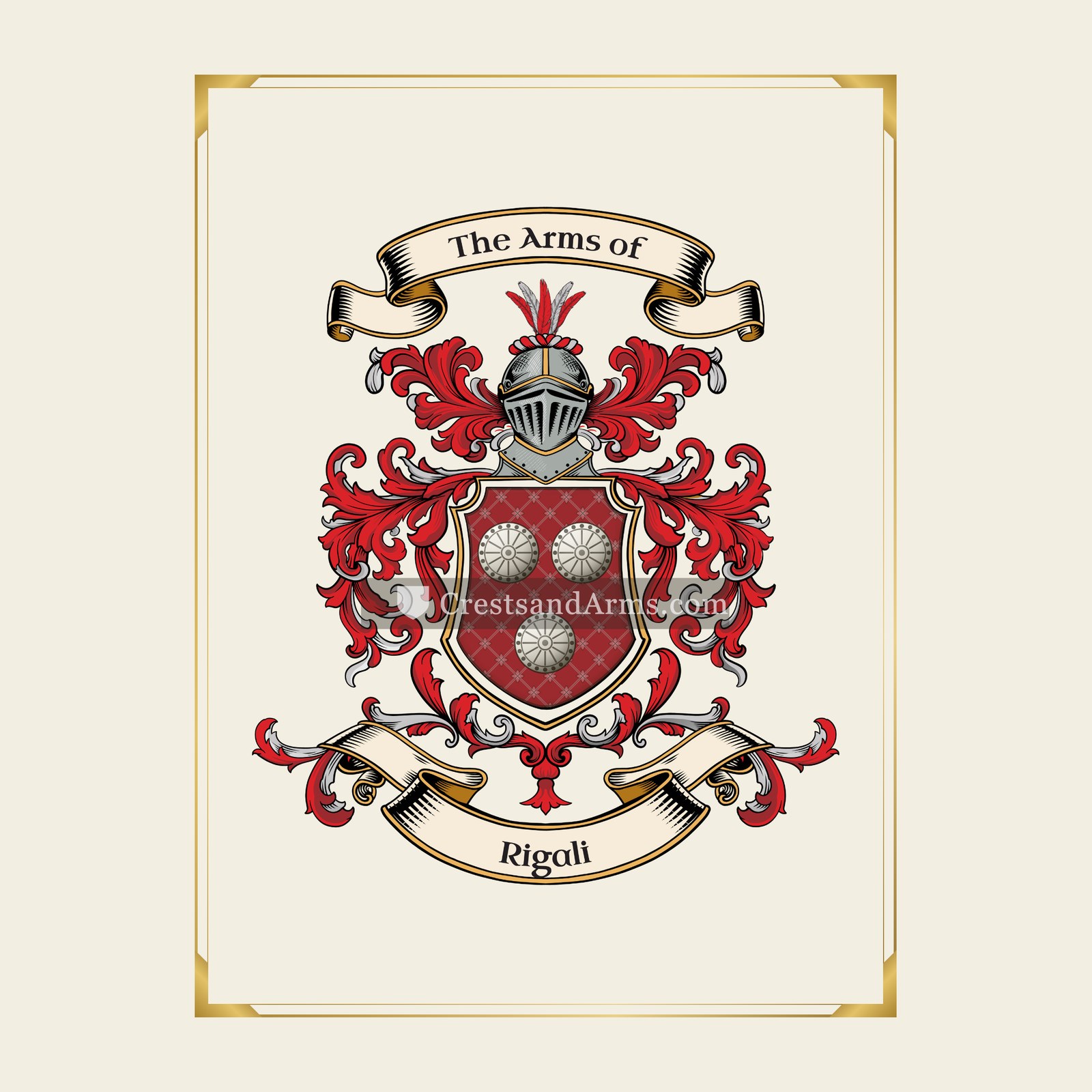 With gold border