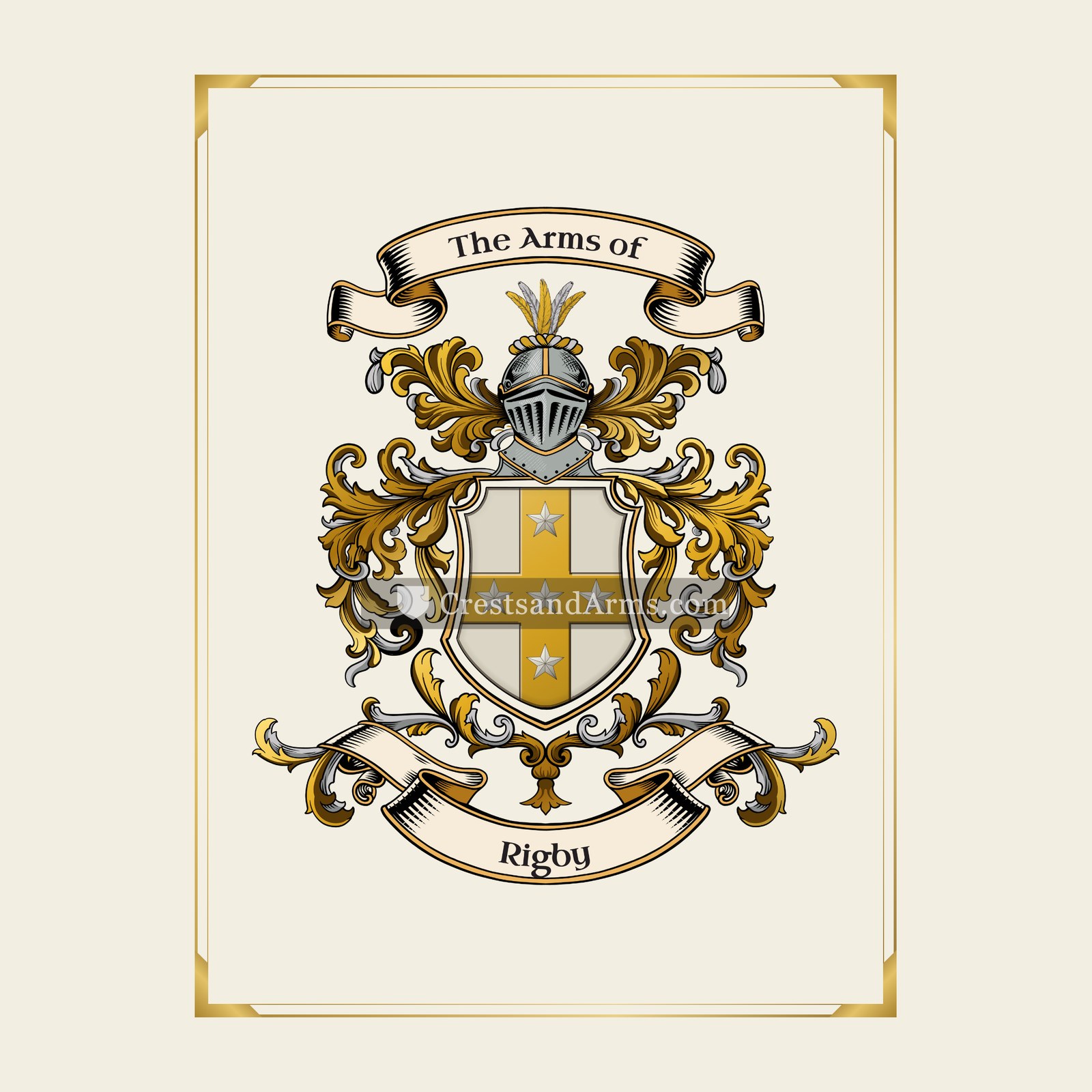 With gold border