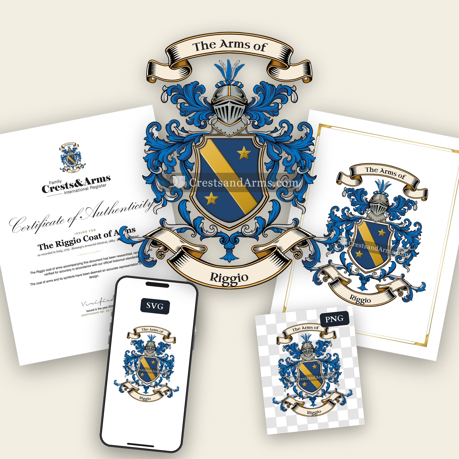 The Riggio arms on the coat of arms — digital pack