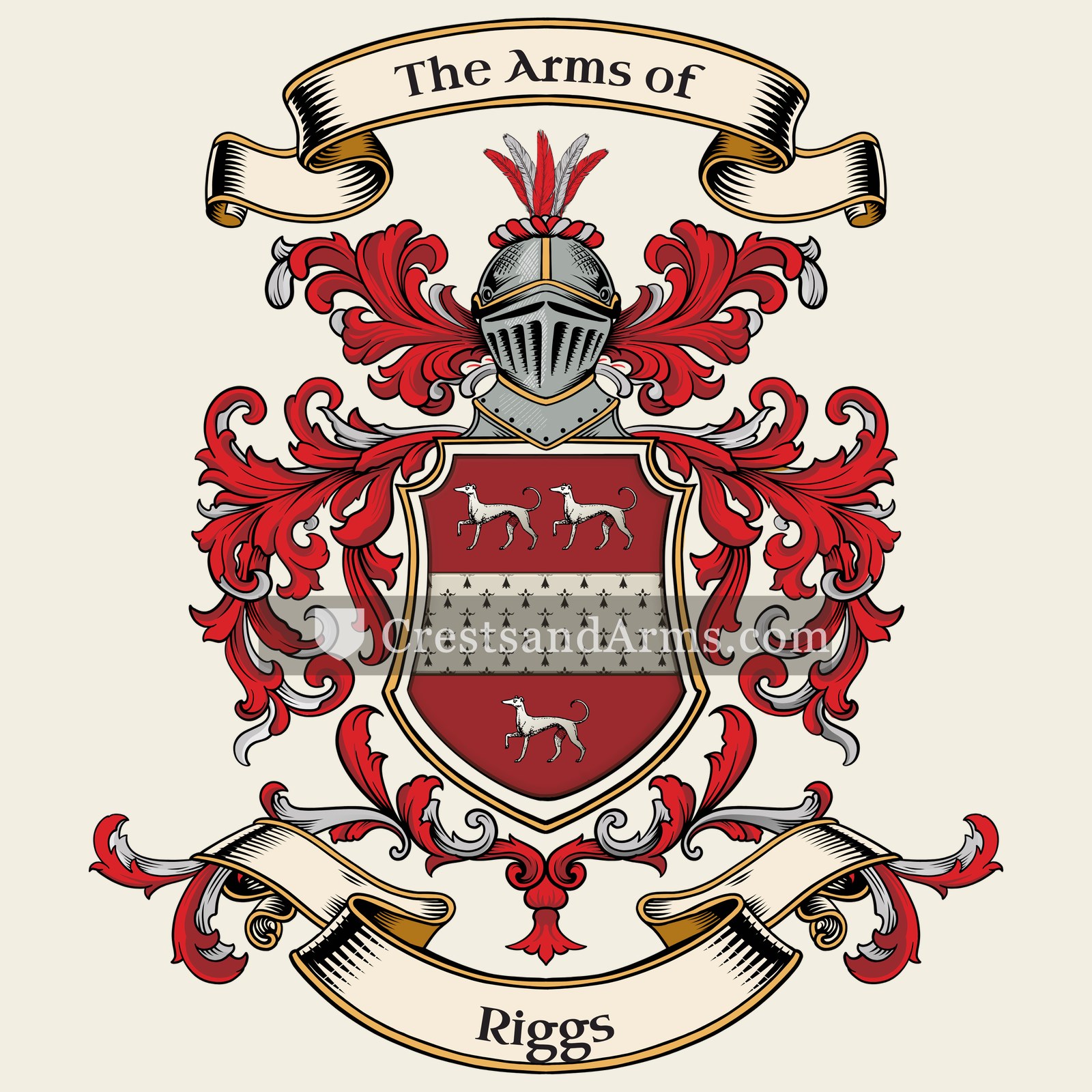 The Riggs coat of arms, drawn from the recorded blazon