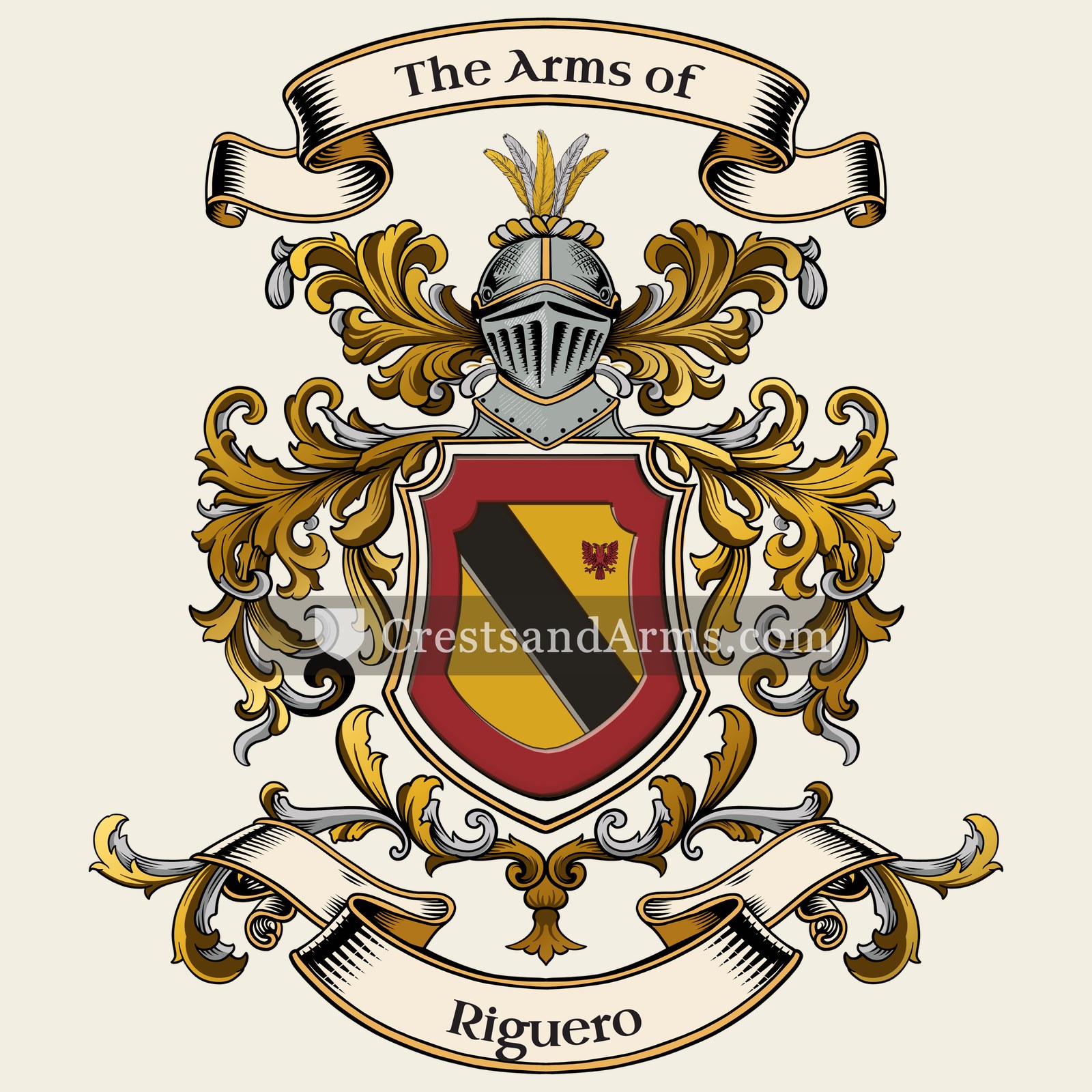 The Riguero coat of arms, drawn from the recorded blazon