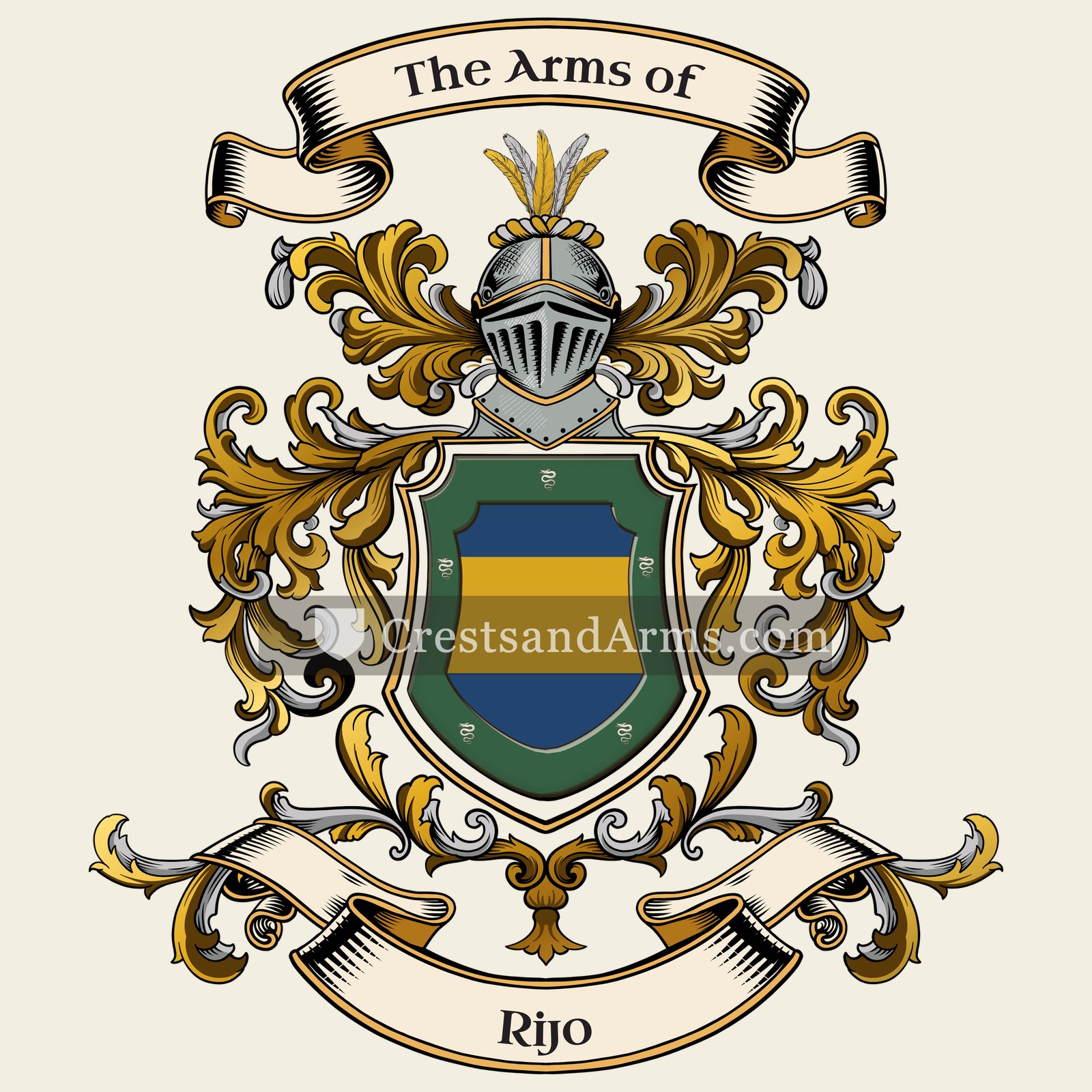 The Rijo coat of arms, drawn from the recorded blazon