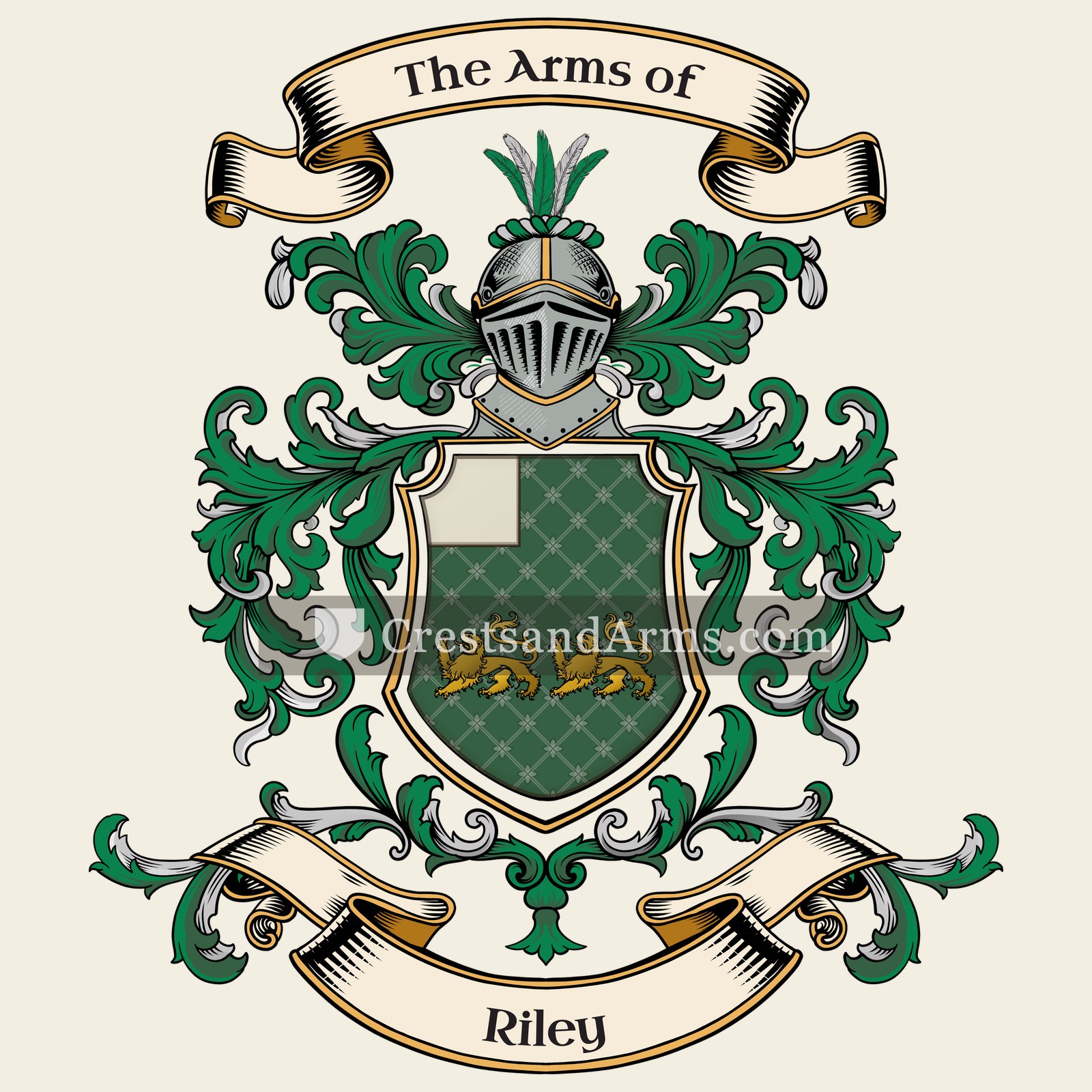 The Riley coat of arms, drawn from the recorded blazon