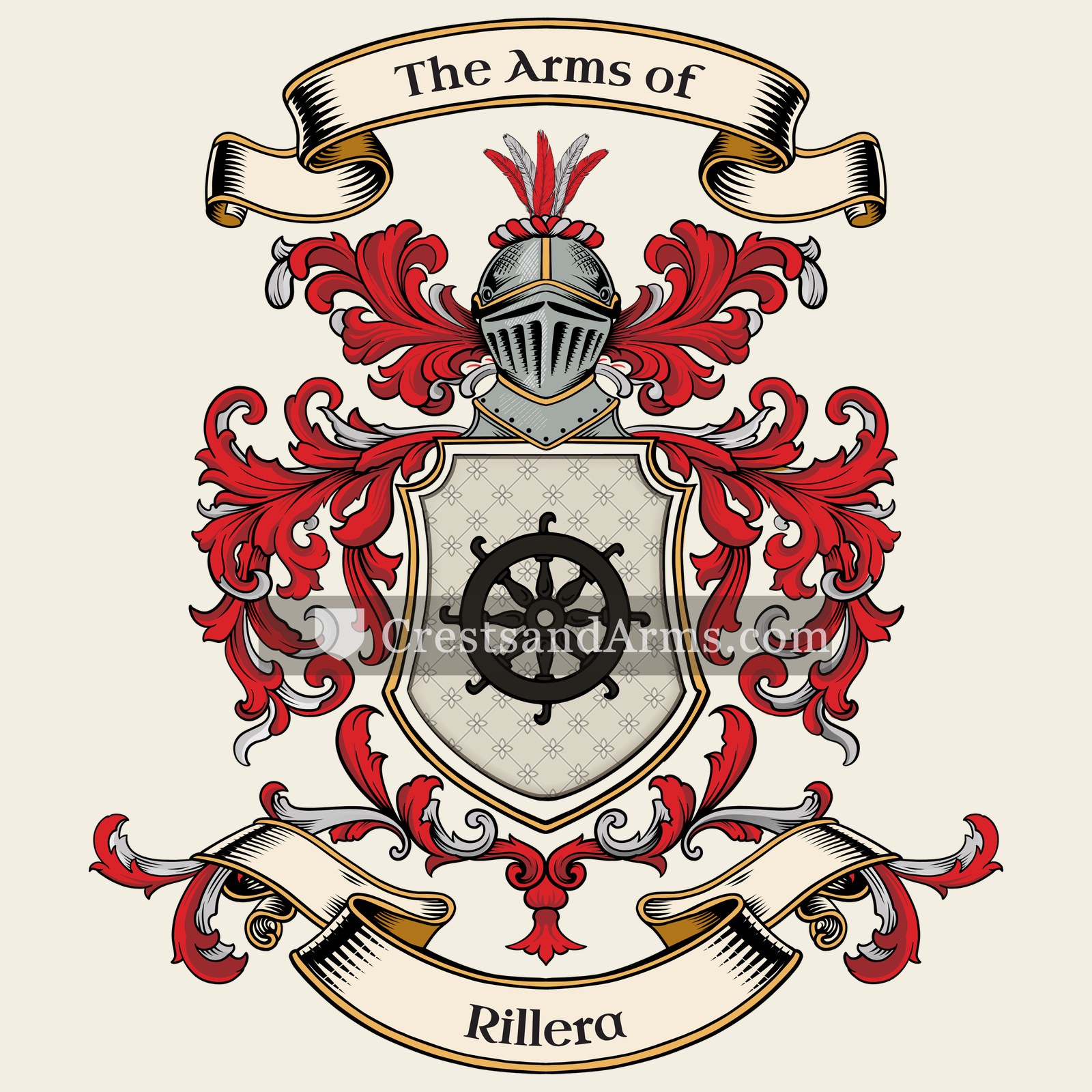 The Rillera coat of arms, drawn from the recorded blazon