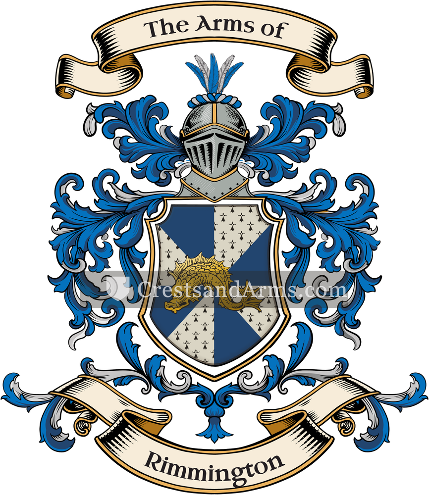 The Rimmington coat of arms, drawn from the recorded blazon