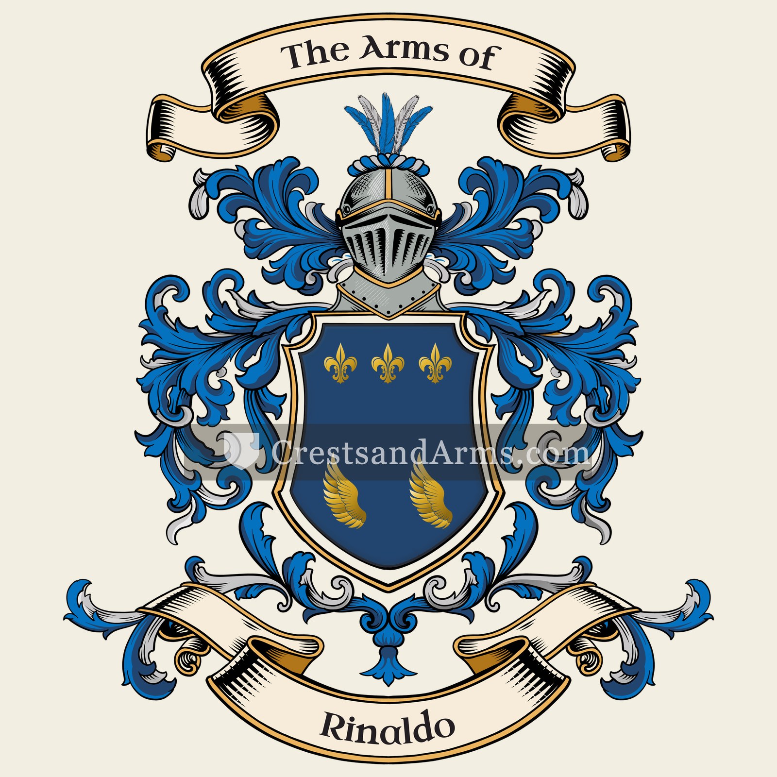 The Rinaldo coat of arms, drawn from the recorded blazon