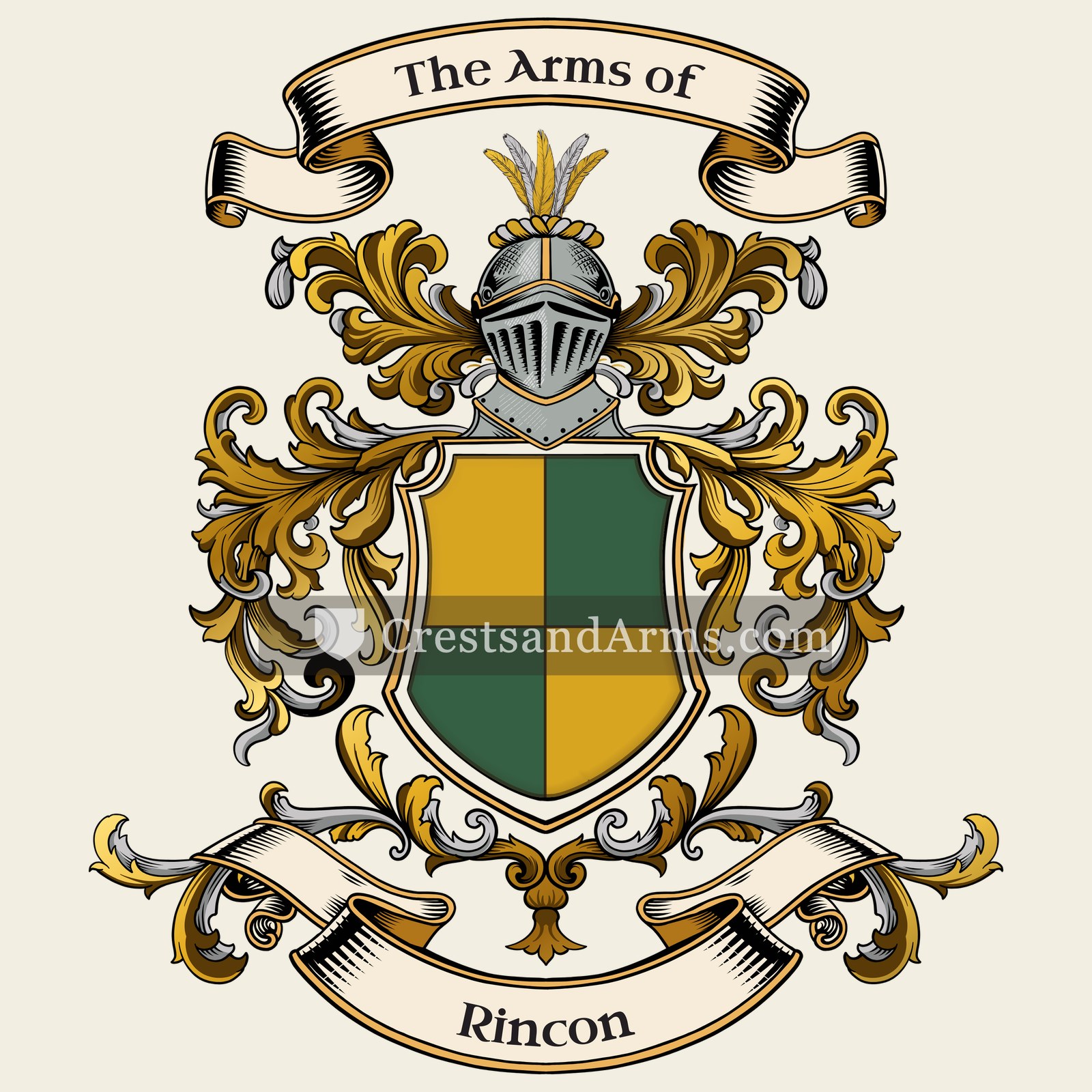 The Rincon coat of arms, drawn from the recorded blazon