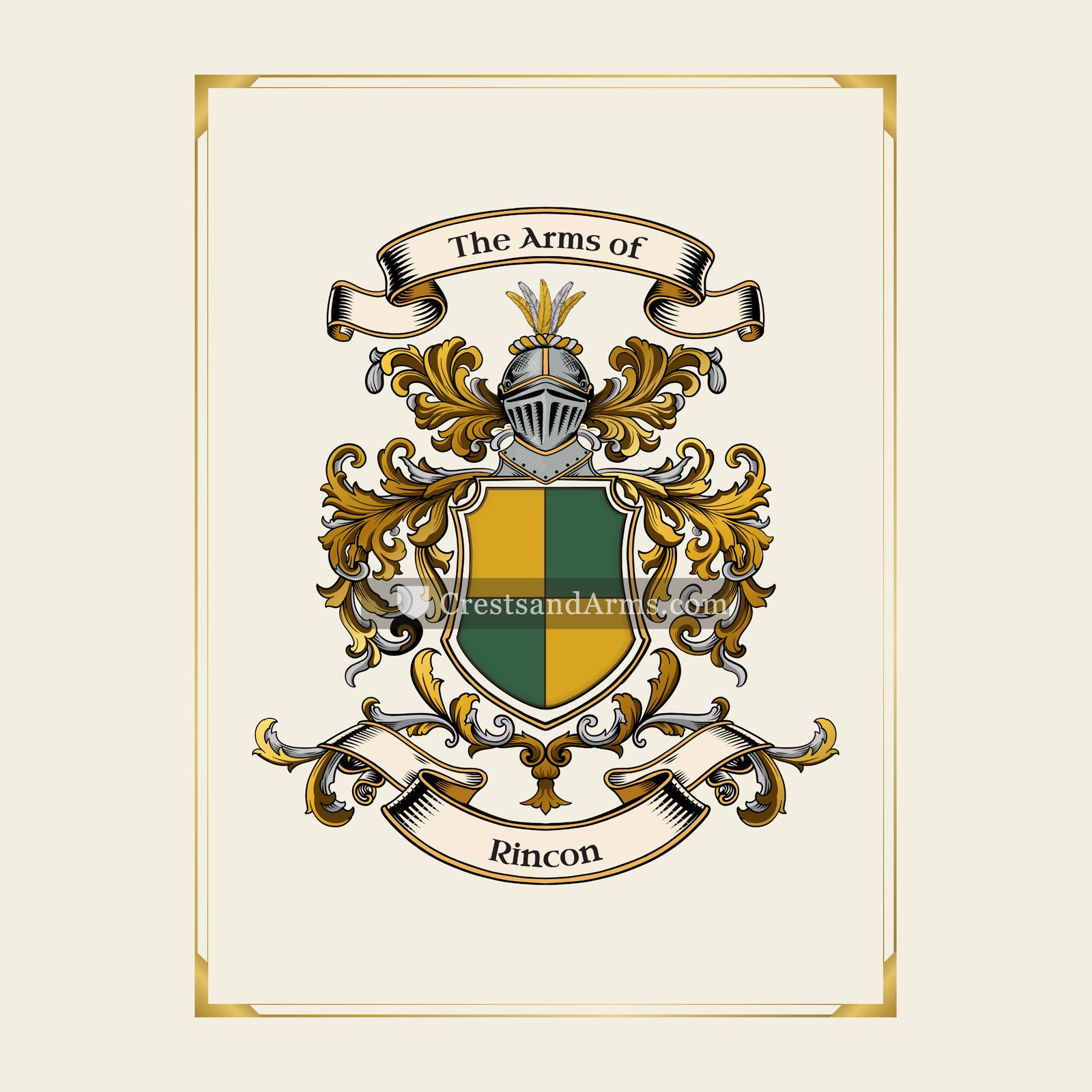 With gold border