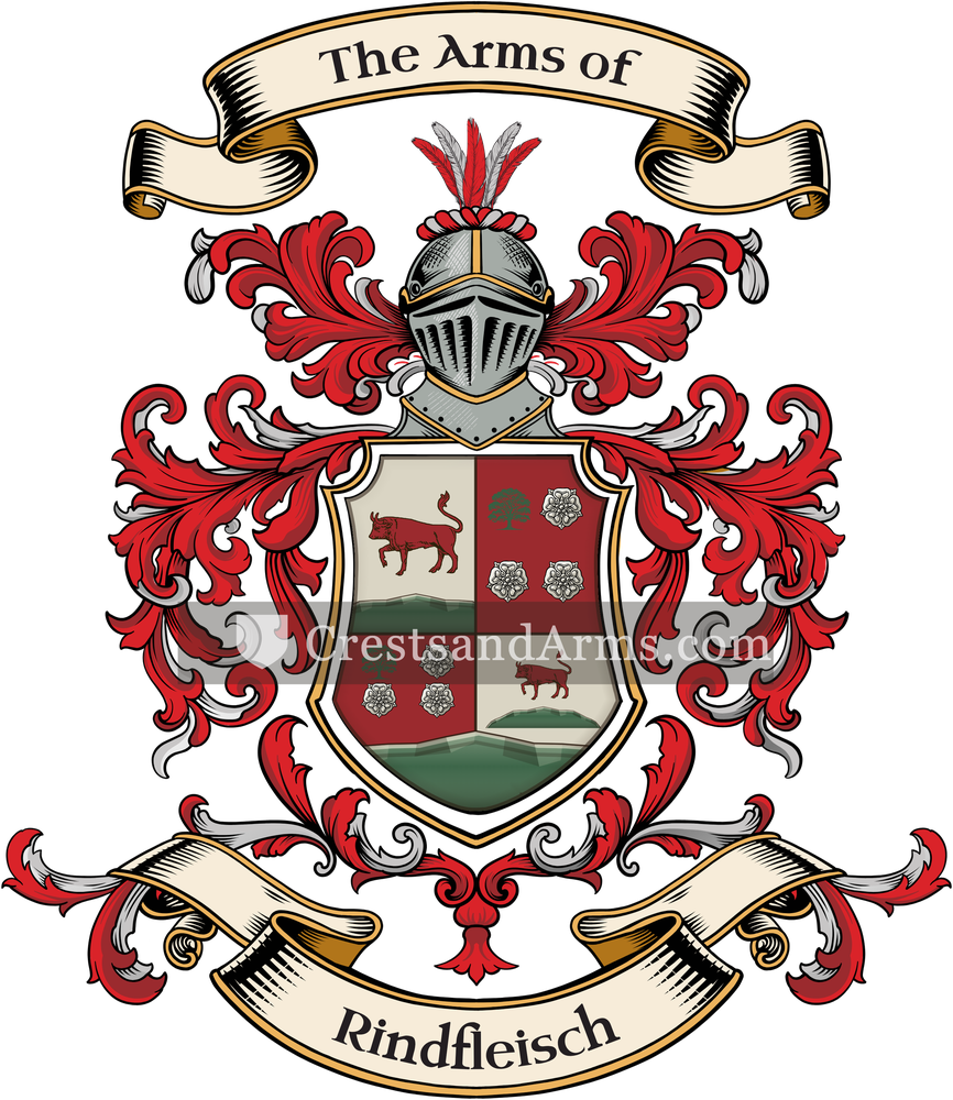 The Rindfleisch coat of arms, drawn from the recorded blazon