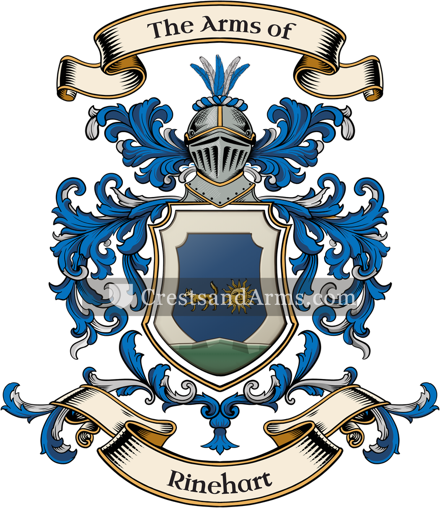 The Rinehart coat of arms, drawn from the recorded blazon