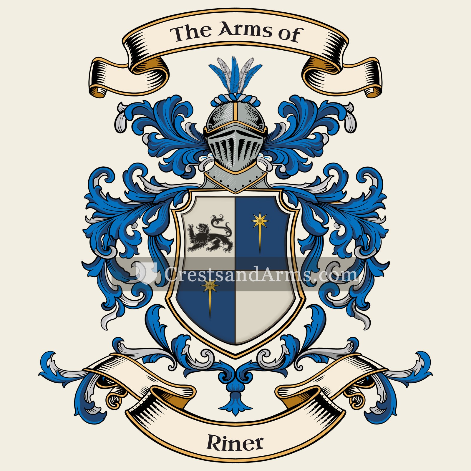The Riner coat of arms, drawn from the recorded blazon