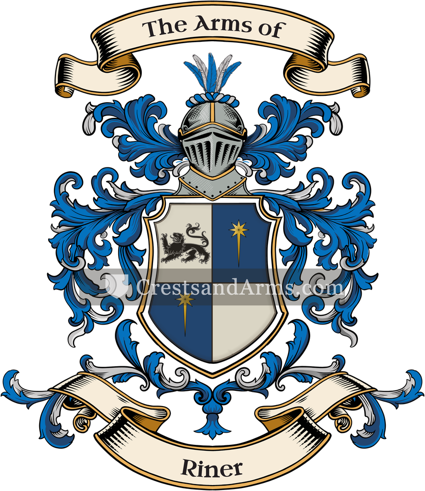 The Riner coat of arms, drawn from the recorded blazon