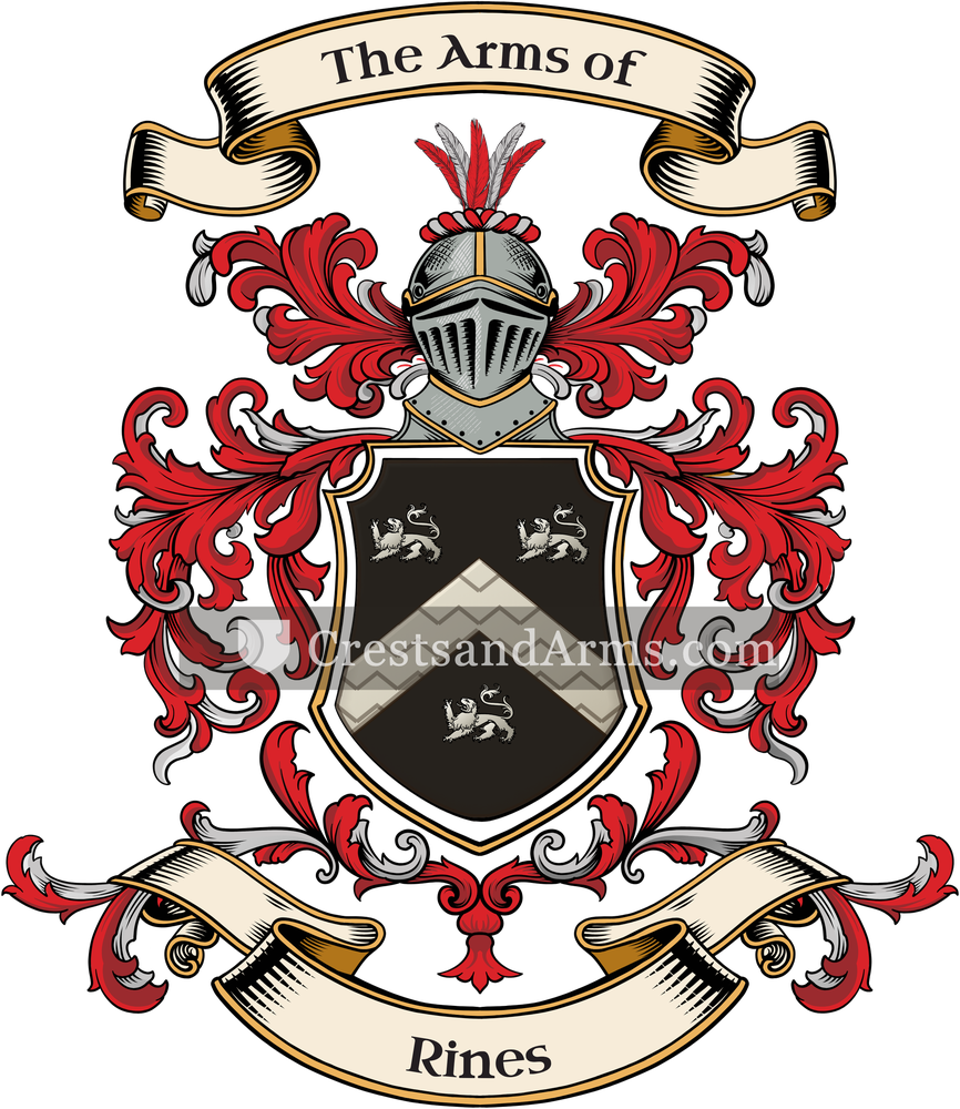 The Rines coat of arms, drawn from the recorded blazon