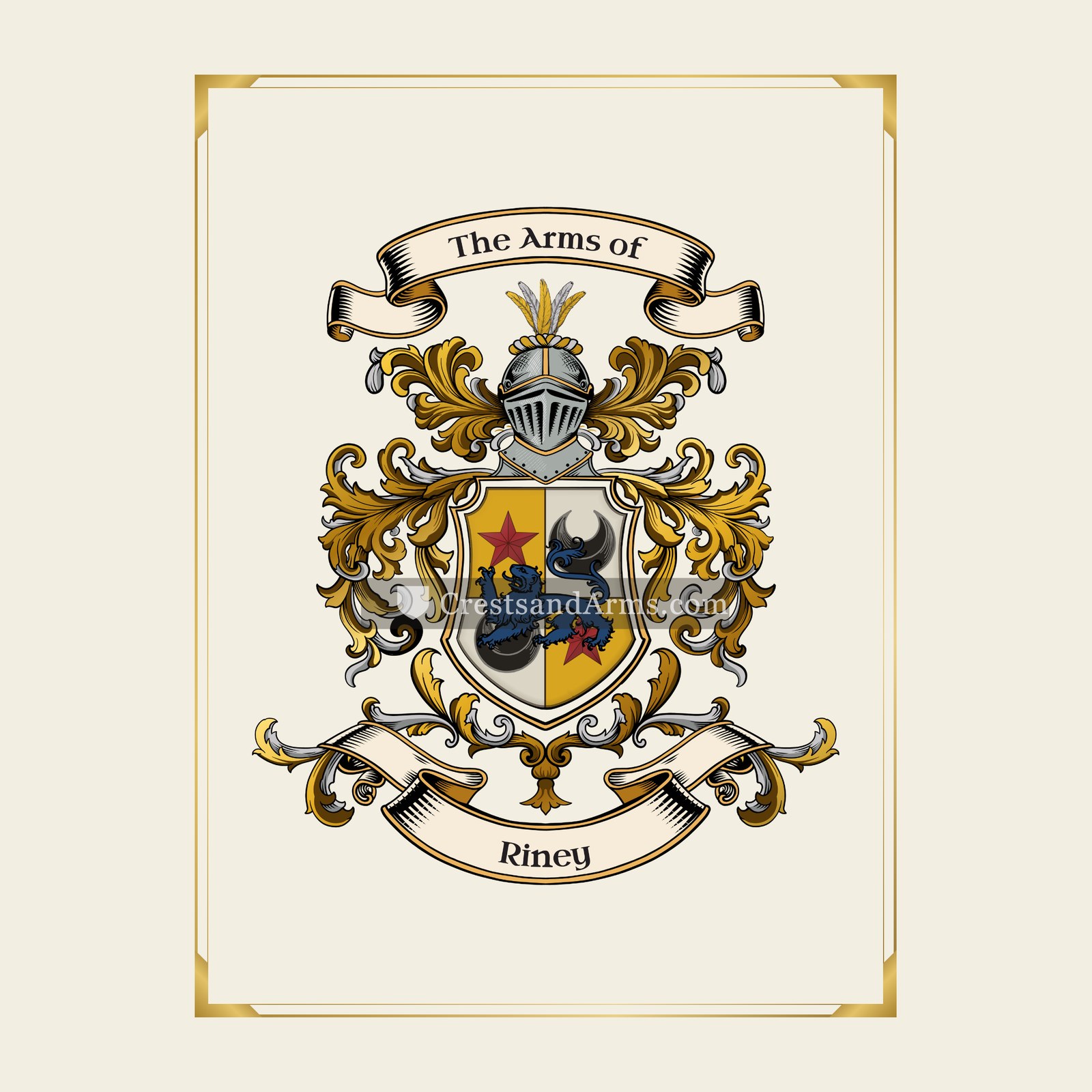 With gold border