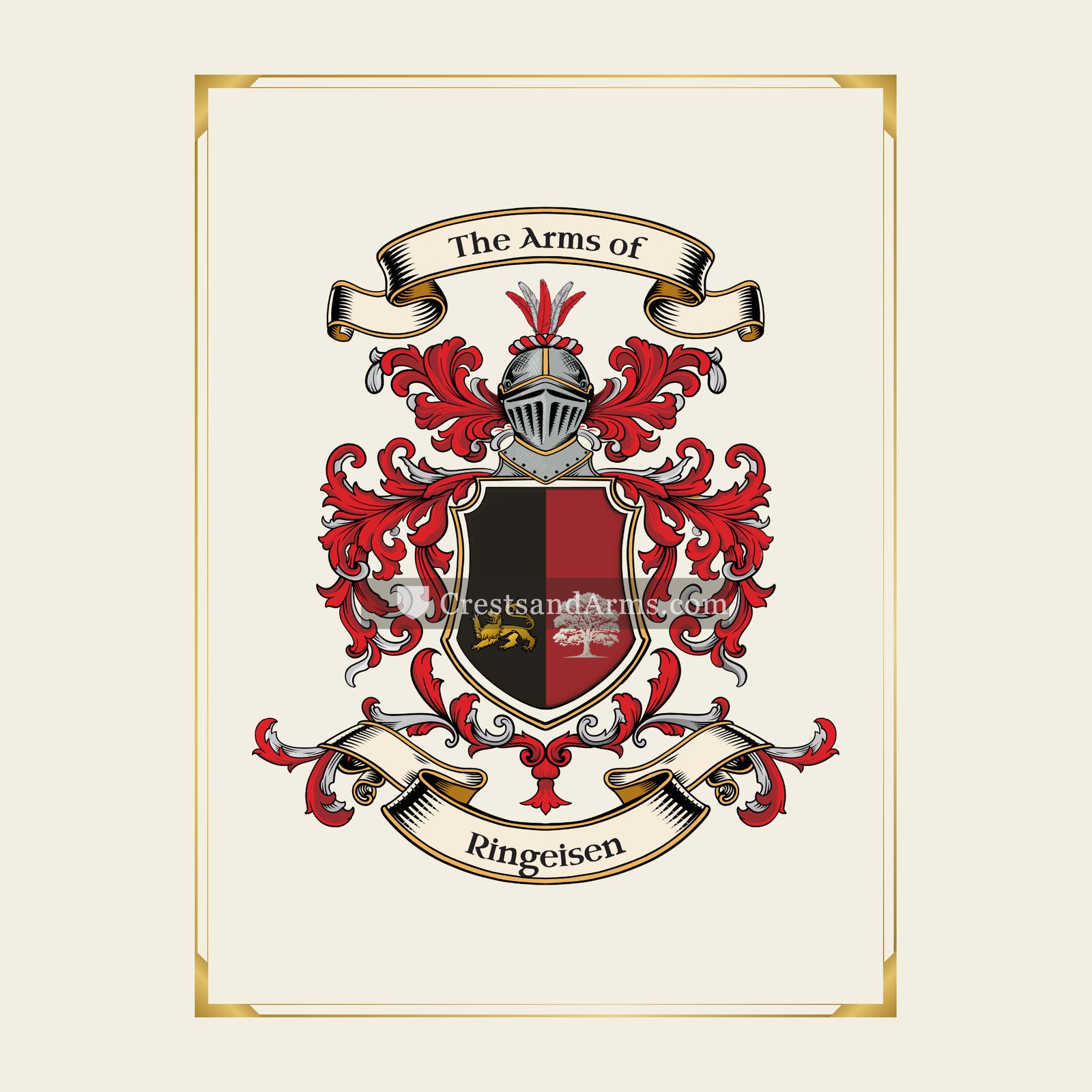 With gold border